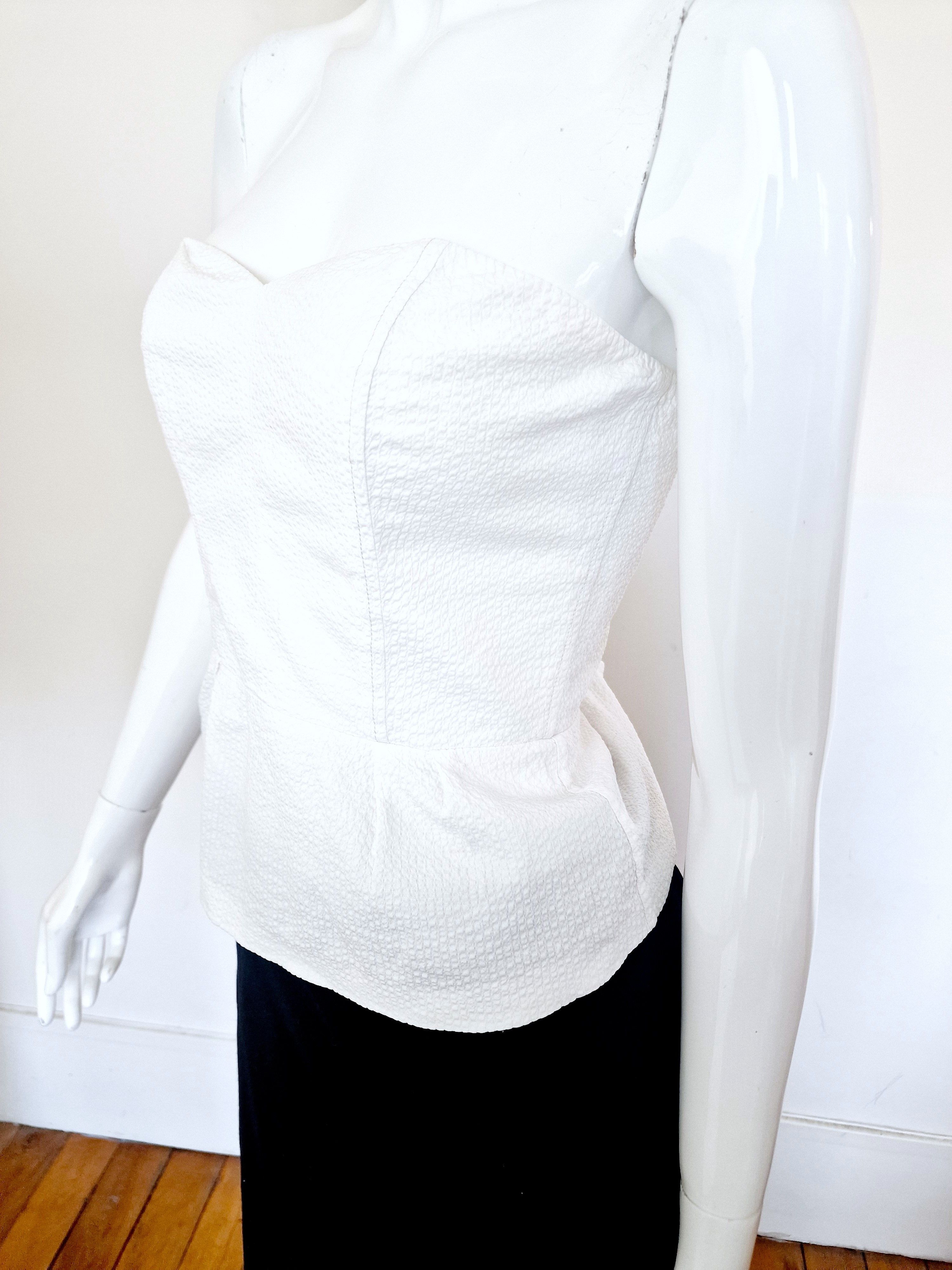 Prada Prada White Sport Vintage 80s Large Top Tee Corset Bustier Size L / US 10 / IT 46 - 4 Thumbnail