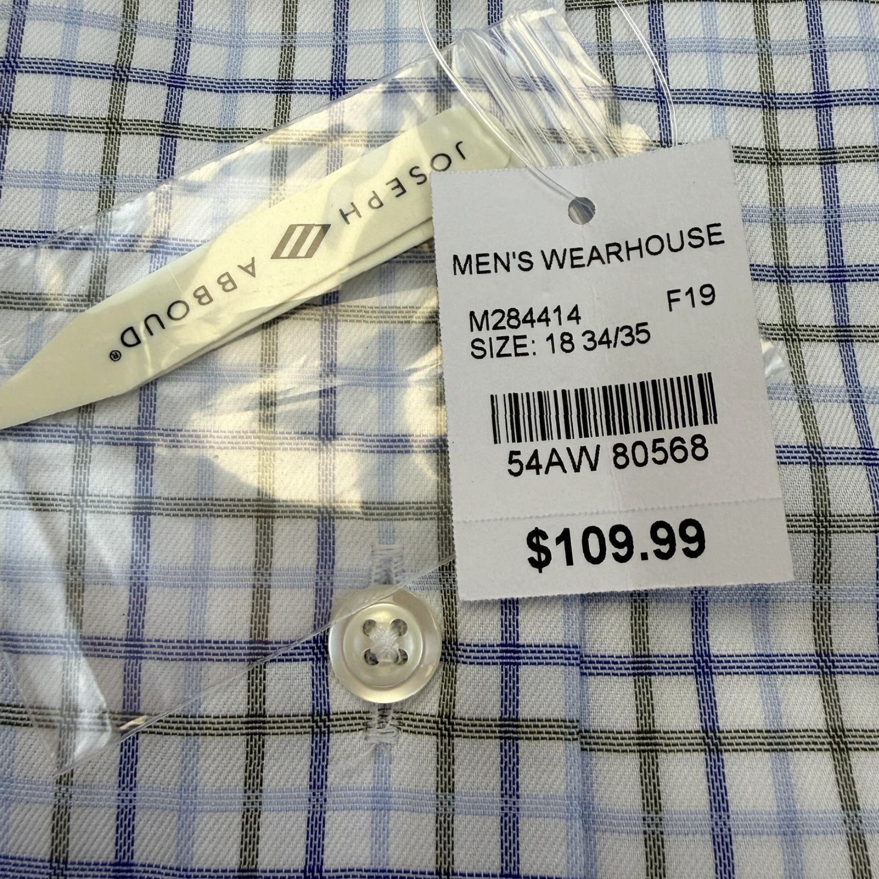 Joseph Abboud Joseph Abboud Dress Shirt Mens 18 34/35 Blue Check Classic Fit Non Iron Cotton shirt Size 48R - 7 Thumbnail