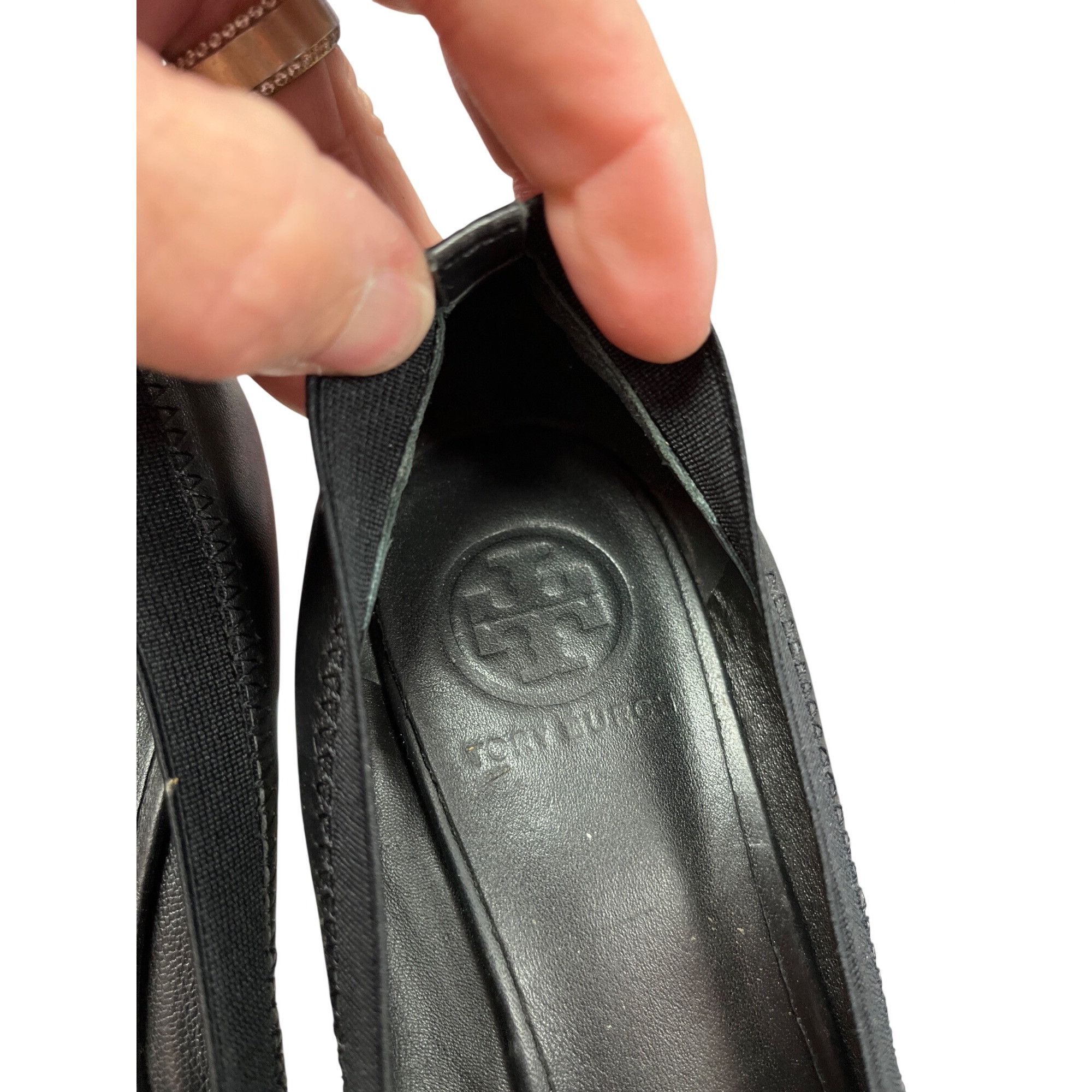 Tory Burch Tory Burch wms black leather slip wedge 2.5 heels shoes sz 8 Size US 8.5 / IT 38.5 - 8 Thumbnail