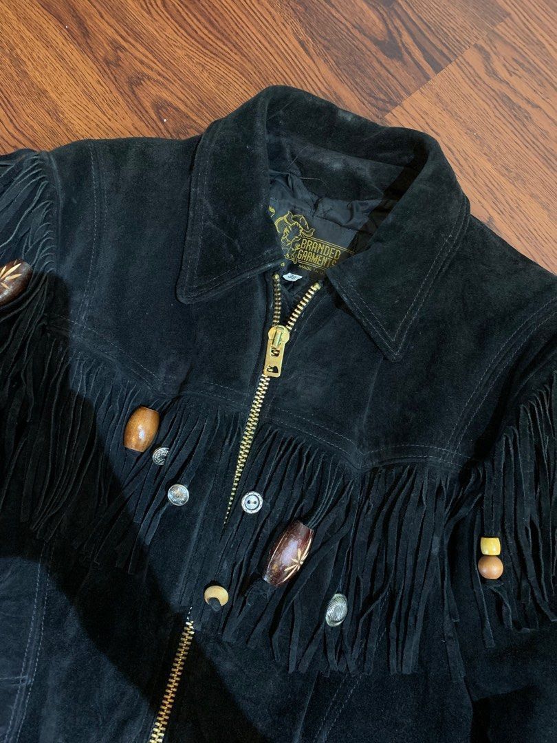 Japanese Brand 1990s Branded Garments - Ethnic Fringe Suede Leather Jacket Size US L / EU 52-54 / 3 - 9 Thumbnail