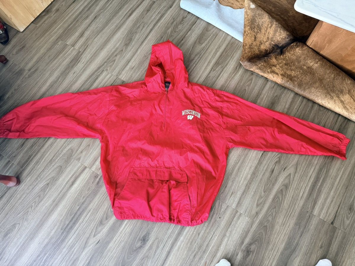 Steve And Barrys Steve & Barry's Red Wisconsin Hooded Half Zip Windbreaker XL Size US XL / EU 56 / 4 - 1 Thumbnail