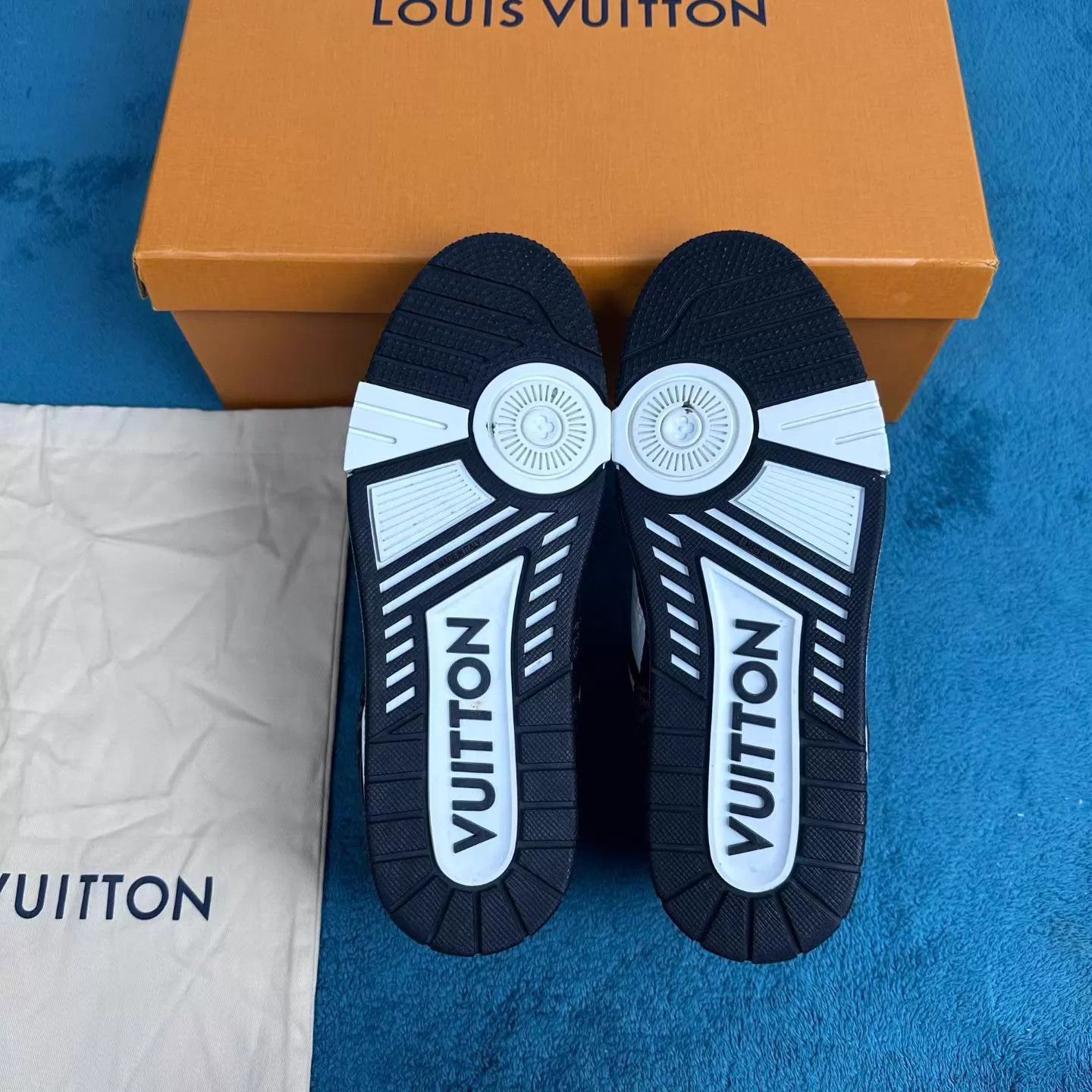 Louis Vuitton LV Trainer Denim Black White Panda Print 7/41 Size US 8 / EU 41 - 5 Thumbnail