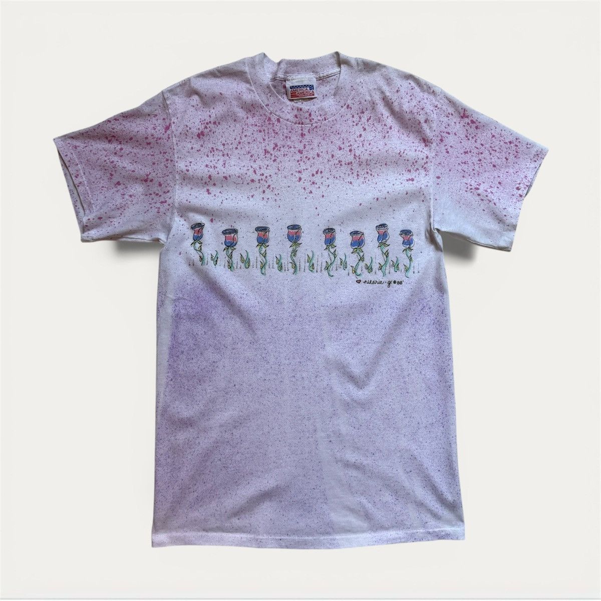 Vintage Vintage 1988 Splattered Graphic T-Shirt Size US M / EU 48-50 / 2 - 1 Thumbnail