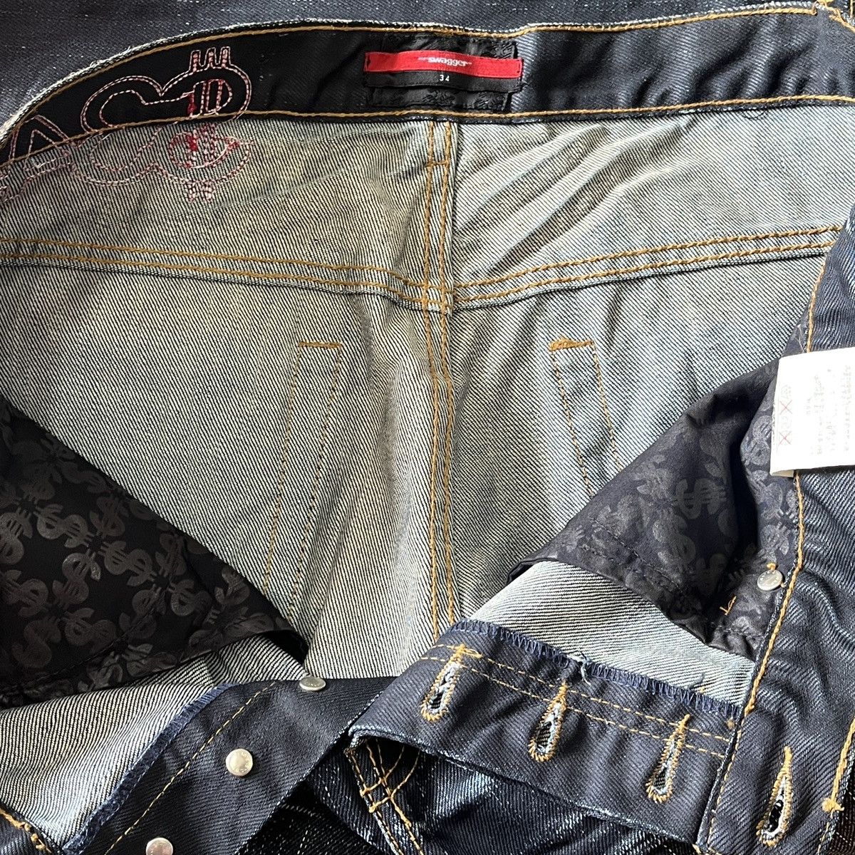 Swagger Acid Wash Faded Black Swagger Buttons Denim Size US 34 / EU 50 - 15 Thumbnail