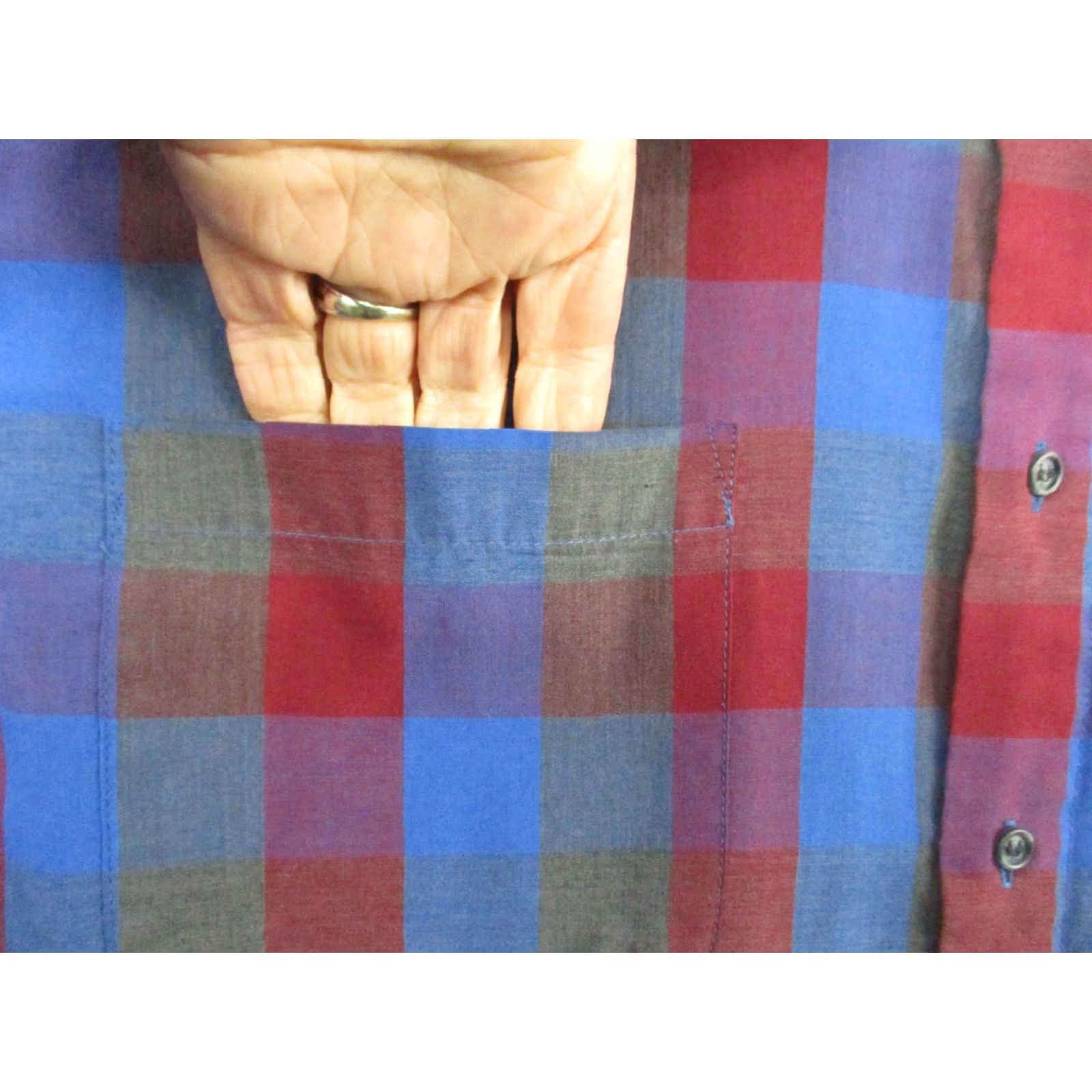 Vintage VINTAGE Oakton Limited Shirt Men Distressed 80s Medium Blue Plaid Cotton Heavyweight Twill Button-Up Long Sleeve Casual Hipster Grunge 80s 90s Mens Size US M / EU 48-50 / 2 - 2 Thumbnail