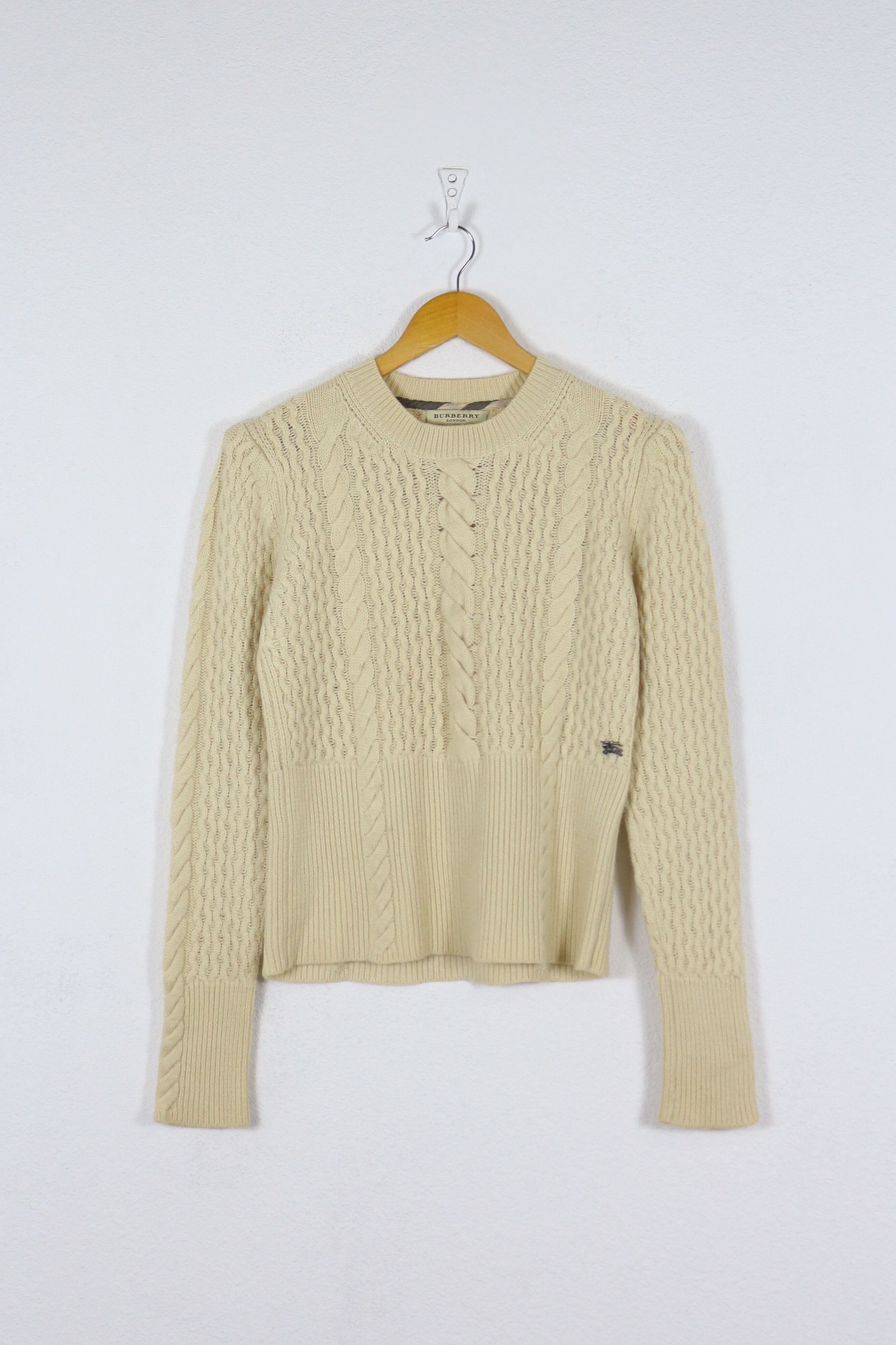 Burberry Burberry Knight Logo Wool Cashmere Cable Knit Sweater Size M / US 6-8 / IT 42-44 - 1 Thumbnail