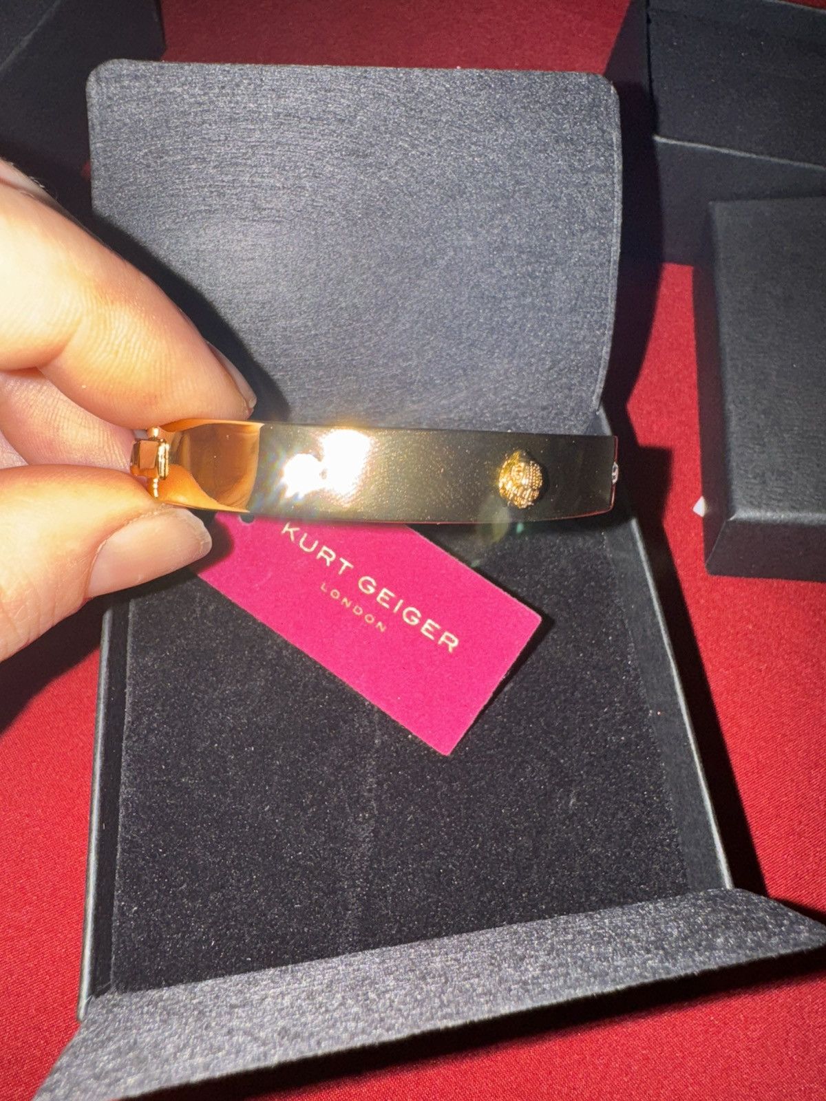 Kurt Geiger Kurt Geiger London Crystal Hinge Bangle Gold Tone Size ONE SIZE - 2 Thumbnail