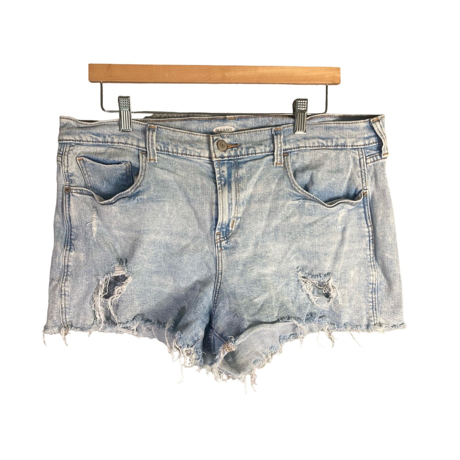 Old Navy Old Navy Women's Boyfriend Denim Shorts Size 14 Blue Hem Size 36" / US 14 / IT 50 - 1 Thumbnail