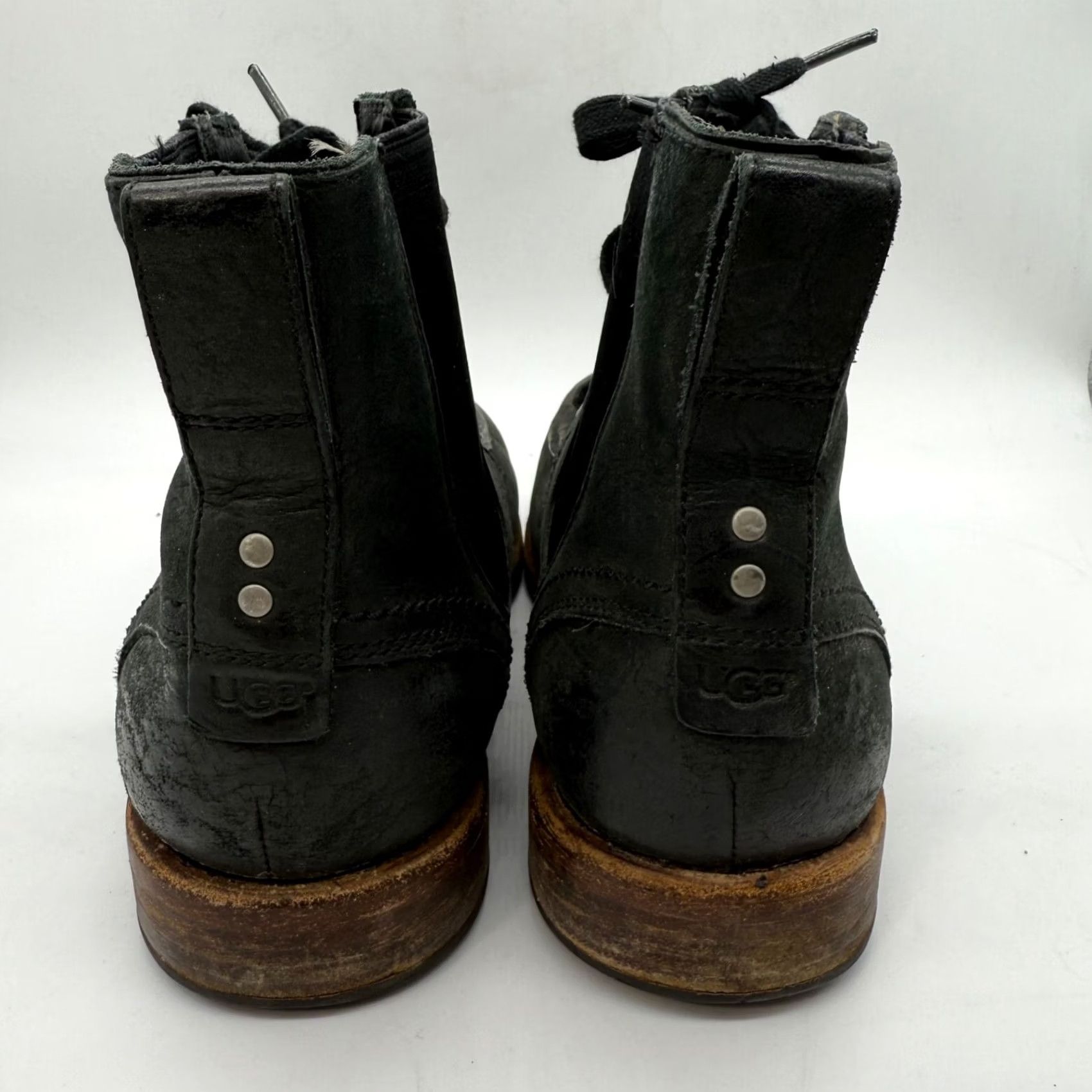 Ugg Ugg Mens Jarrett Faded Black Lace Up Leather Ankle Boots Size 10 Block Heel Size US 10 / EU 43 - 4 Thumbnail