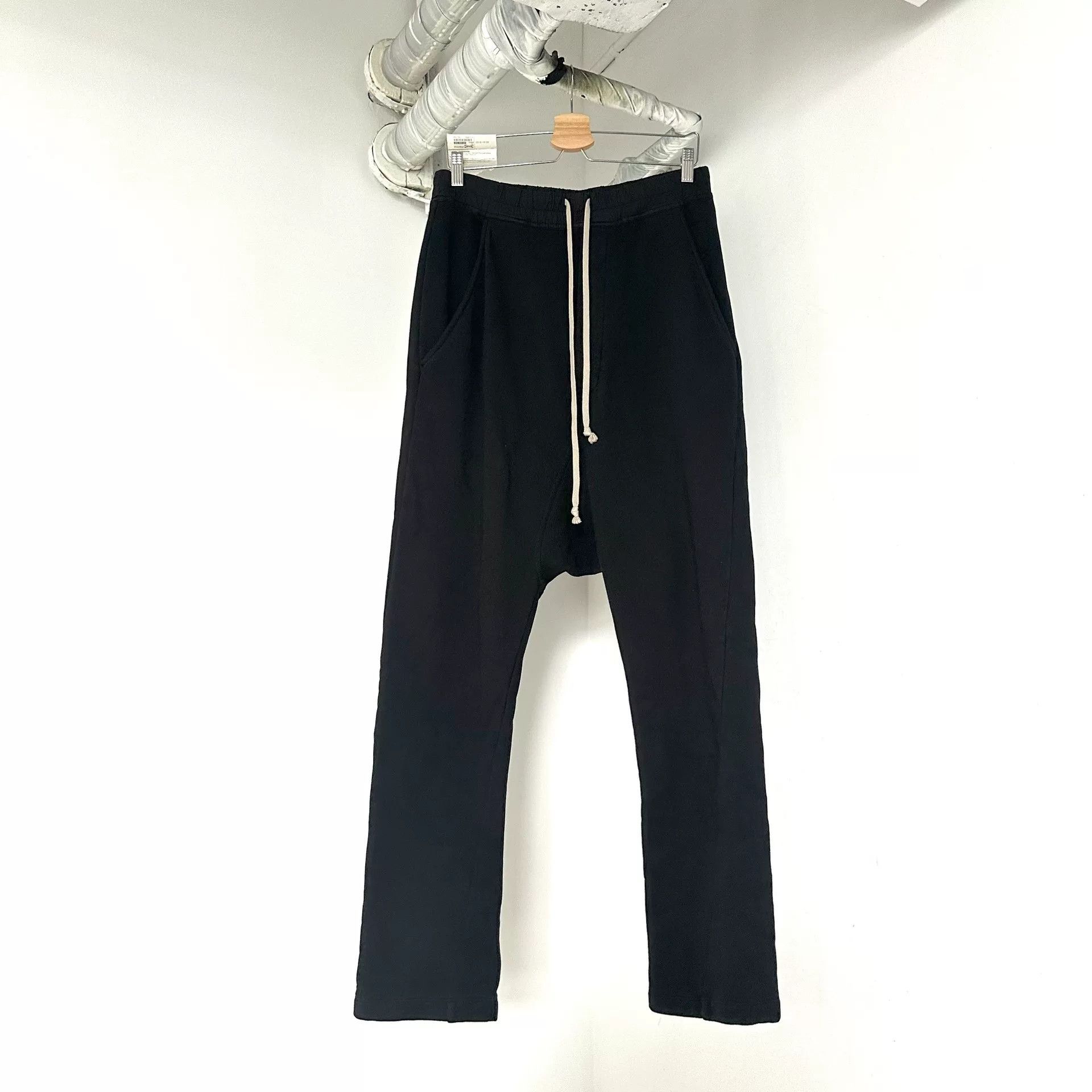 Rick Owens Rick Owens Black Drop-Crotch Sweatpants Size US 27 - 1 Thumbnail