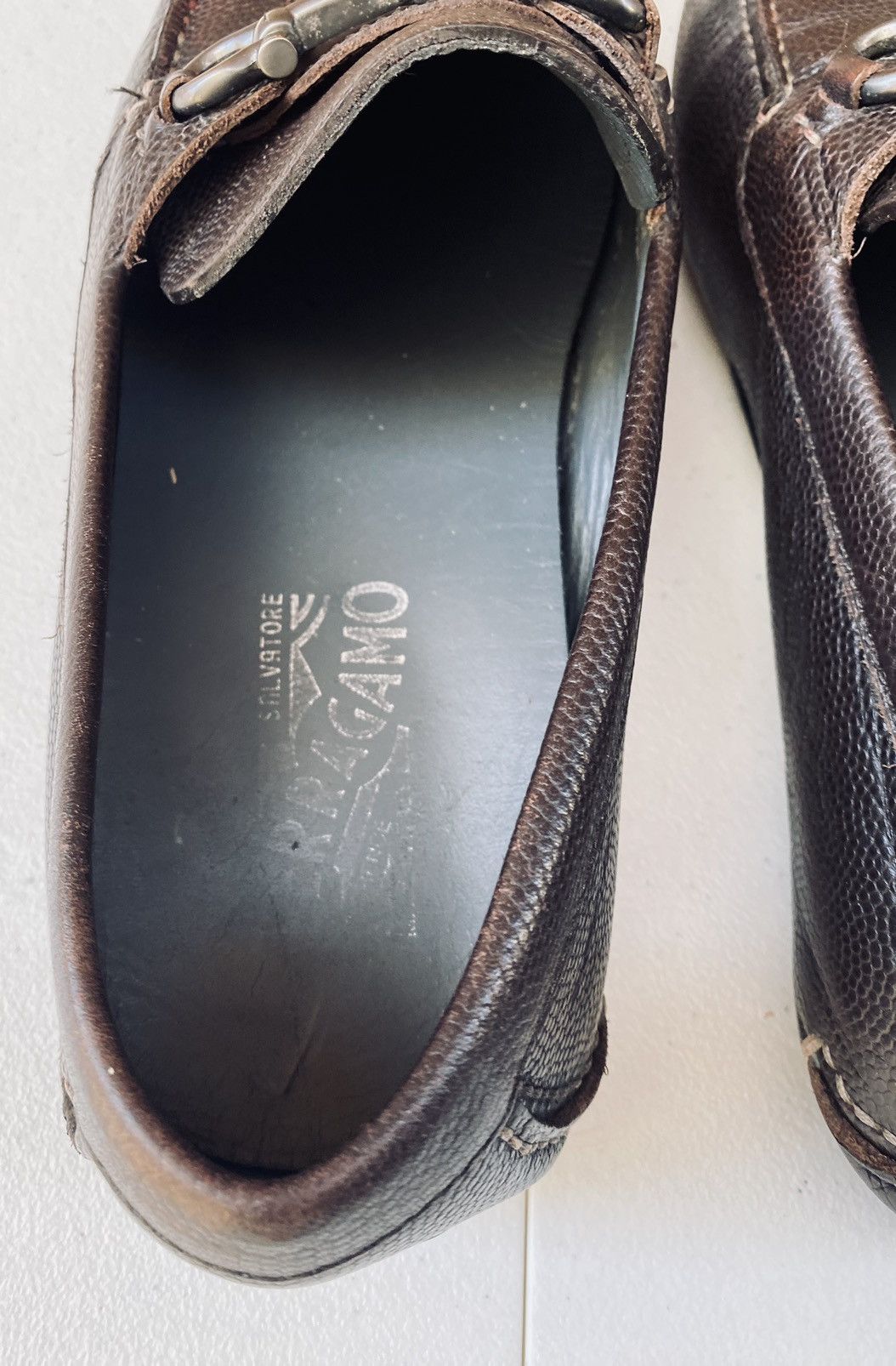 Salvatore Ferragamo SF 🇮🇹 brown leather parigi double gancio bit driver 8.5 EEE Size US 8.5 / EU 41-42 - 9 Thumbnail