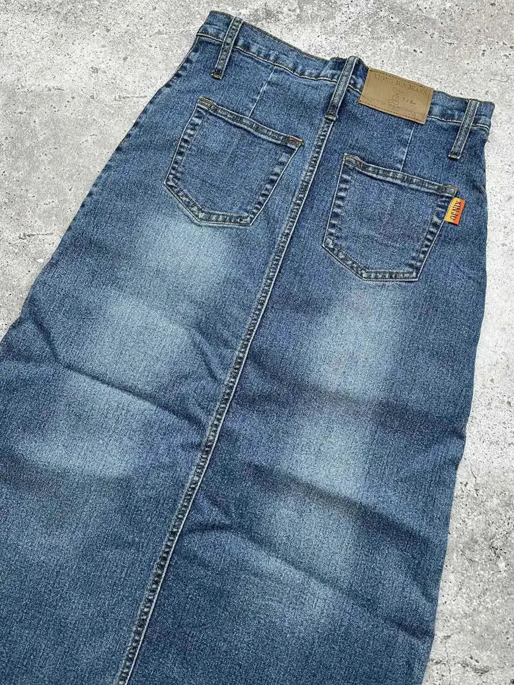 Japanese Brand Vintage Denim Maxi Skirt C451(V473)(E8) Size 26" / US 2 / IT 38 - 5 Thumbnail