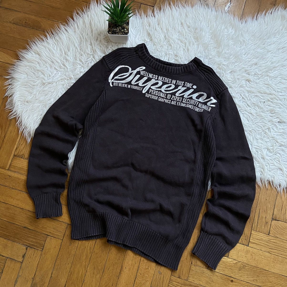 Vintage 📌 Crazy Fishbone Avant-Garde 00s Sweater Size US M / EU 48-50 / 2 - 1 Thumbnail