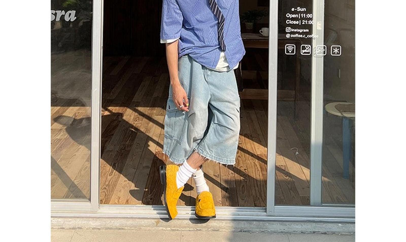 Jean × Vintage Oversized Pleated Double Knee Jorts, Baggy Jean Shorts Size US 33 - 4 Thumbnail