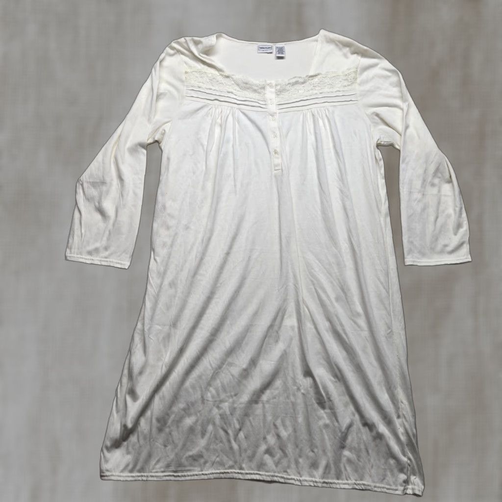 Vintage Bobbie Brooks Sleep Shirt Women Adult 2XL White Gown Lightweight Spring Summer Fall Nite Shirt Womens 2XL Size XXL / US 16-18 / IT 52-54 - 1 Thumbnail