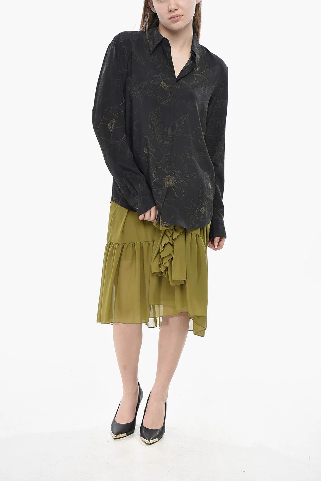 Dries Van Noten og1mm0426 Silk Blouse in Black Size M / US 6-8 / IT 42-44 - 4 Thumbnail