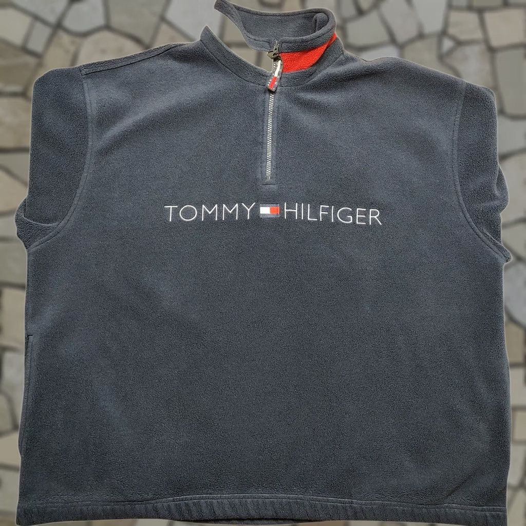Tommy Hilfiger VINTAGE Tommy Hilfiger Sweater Pullover 1/4 Zip Winter Fleece Navy XL Mens 90s Size US XL / EU 56 / 4 - 1 Thumbnail