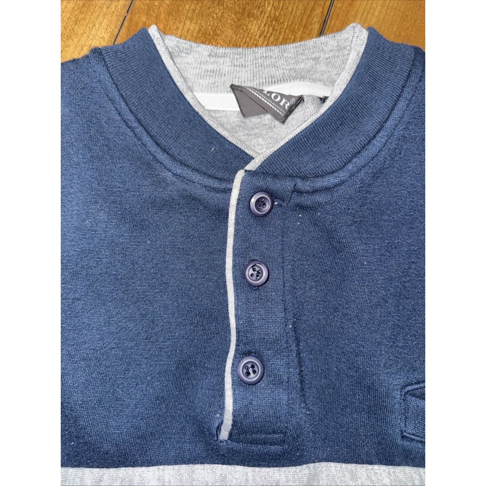 David Taylor × Vintage Vintage David Taylor Henley Crewneck Sweater 22x24 L Blue Size US L / EU 52-54 / 3 - 4 Thumbnail