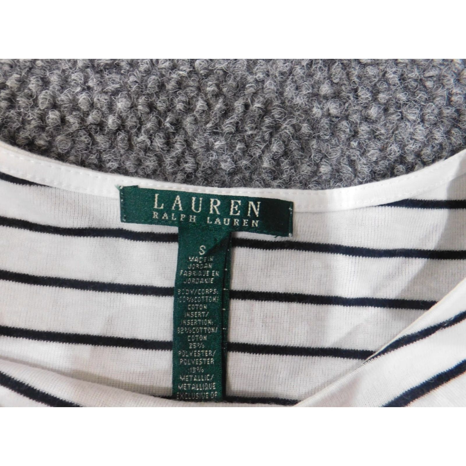 Ralph Lauren Lauren Ralph Lauren Blouse Womens Small White Striped Knit Cotton Zip Round Neck Casual Long Sleeve Regular Fit Geometric Pattern Size S / US 4 / IT 40 - 5 Thumbnail