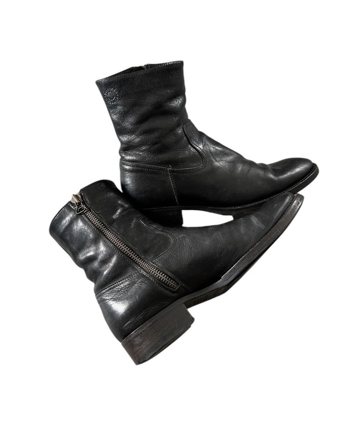 Black Italian Leather Side Zipper Boots