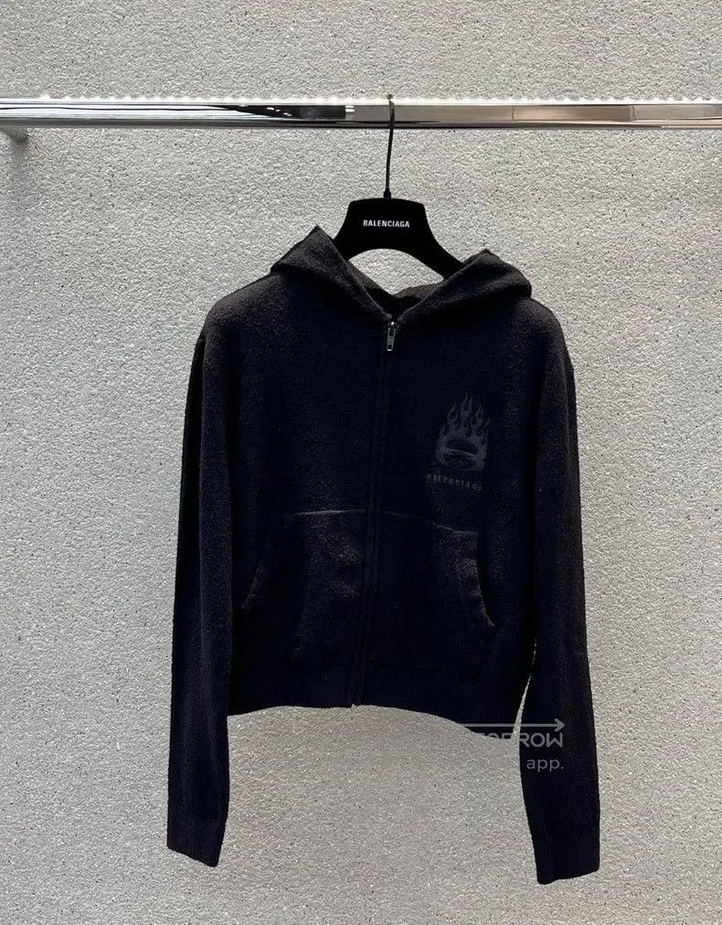 Balenciaga Balenciaga 24fall flame looped fleece towel zipper hooded s Size US L / EU 52-54 / 3 - 2 Thumbnail