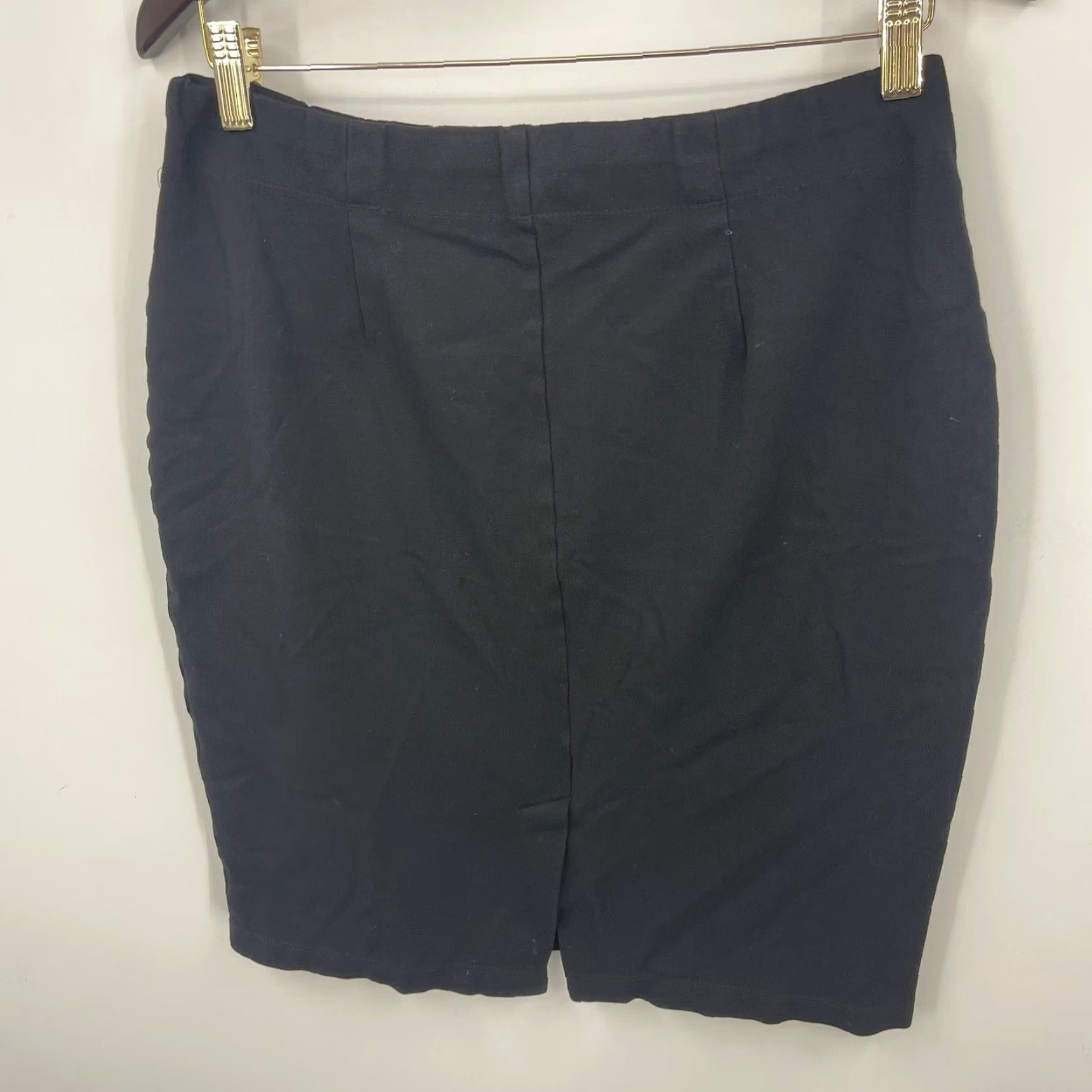 Eileen Fisher EILEEN FISHER Pencil Skirt Women Small Black Viscose Stretch Pull On Knee Length Black 90s? Size 28" / US 6 / IT 42 - 3 Thumbnail