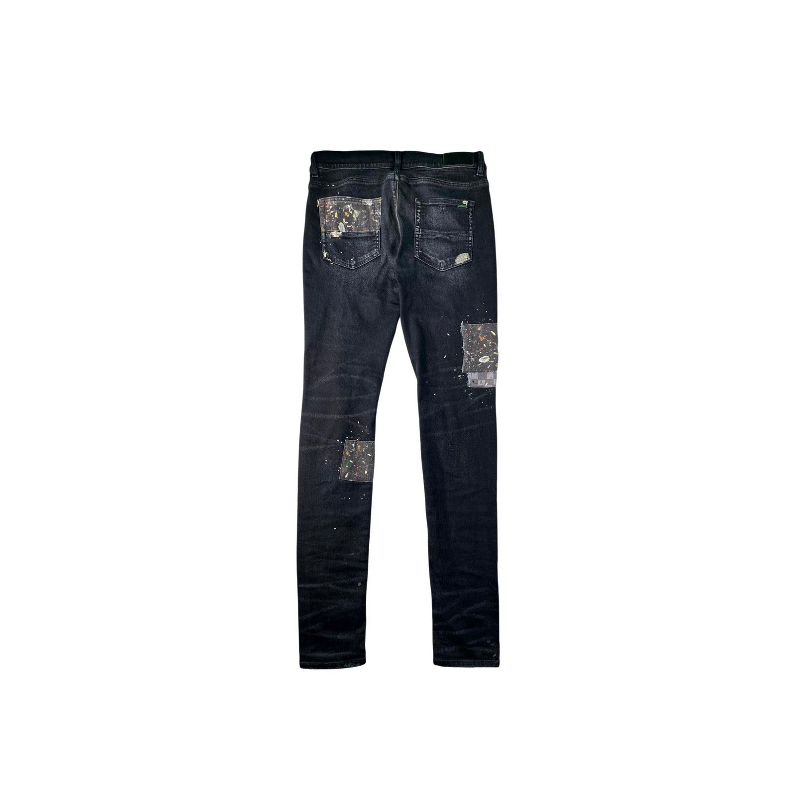 Amiri Amiri "Paint Splatter Art Patchwork" Black Wash Jeans Size US 32 / EU 48 - 2 Thumbnail