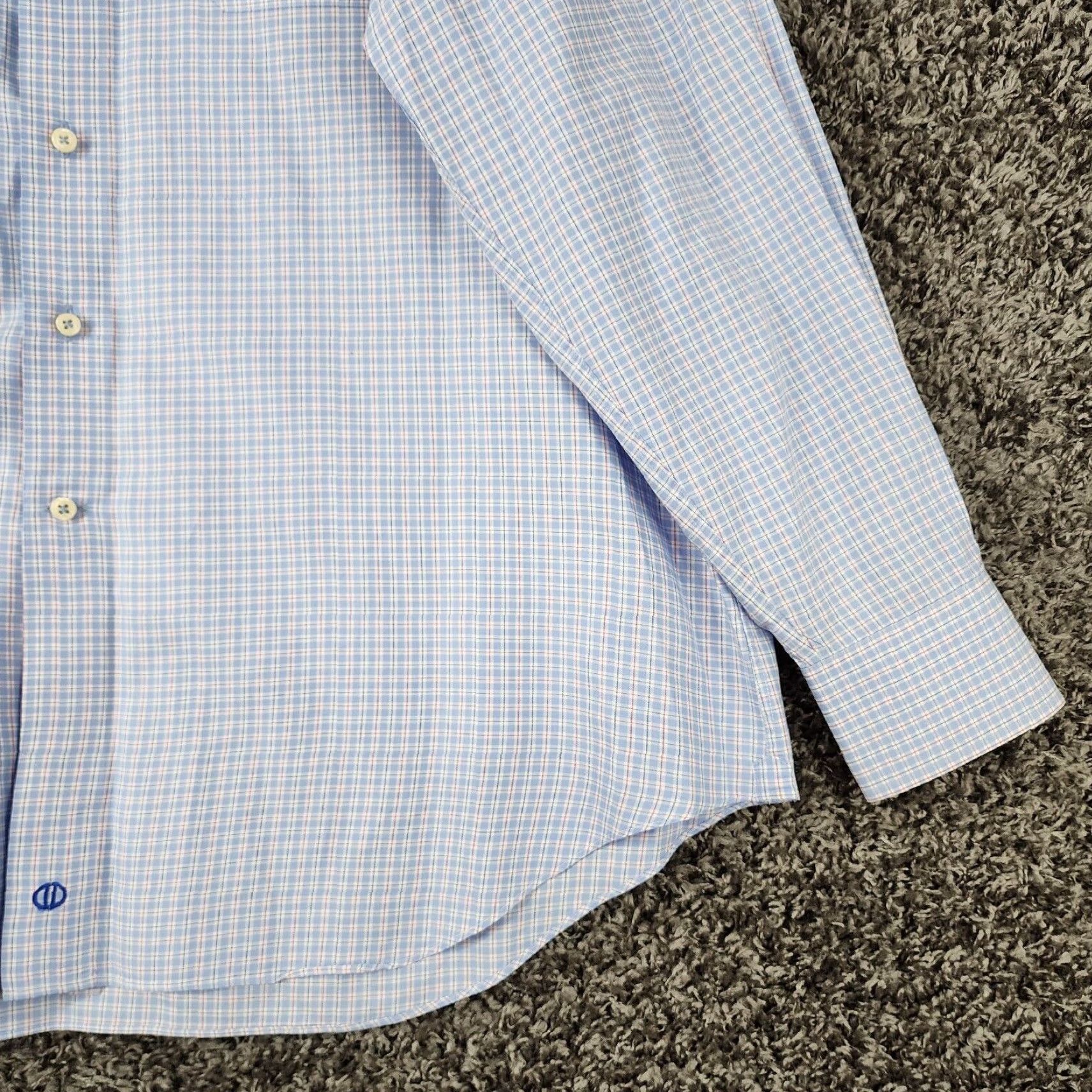 David Donahue DAVID DONAHUE Dress Shirt Men’s Blue Plaid 2XL Long Sleeve 100% Cotton Slim/Regular Chest 28 in 34 in Dress Shirt Mens Size 48R - 2 Thumbnail