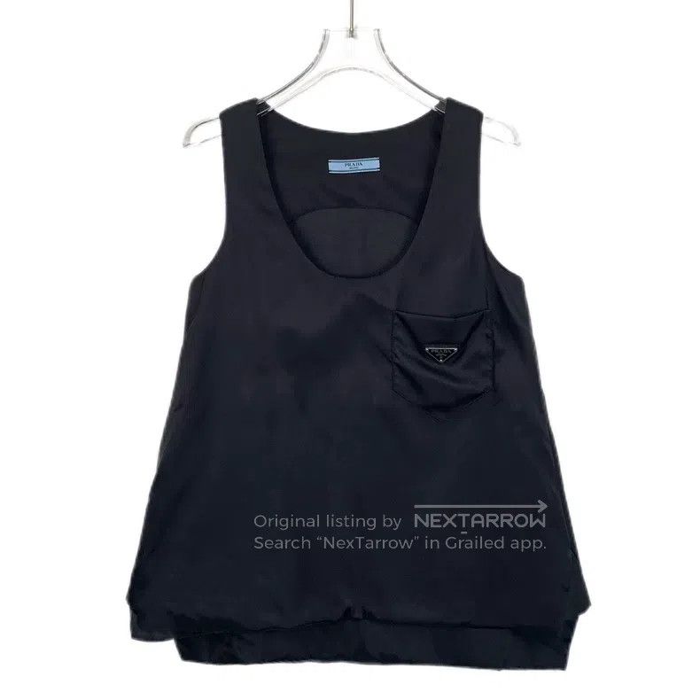 Prada Black triangle round-neck sleeveless dress