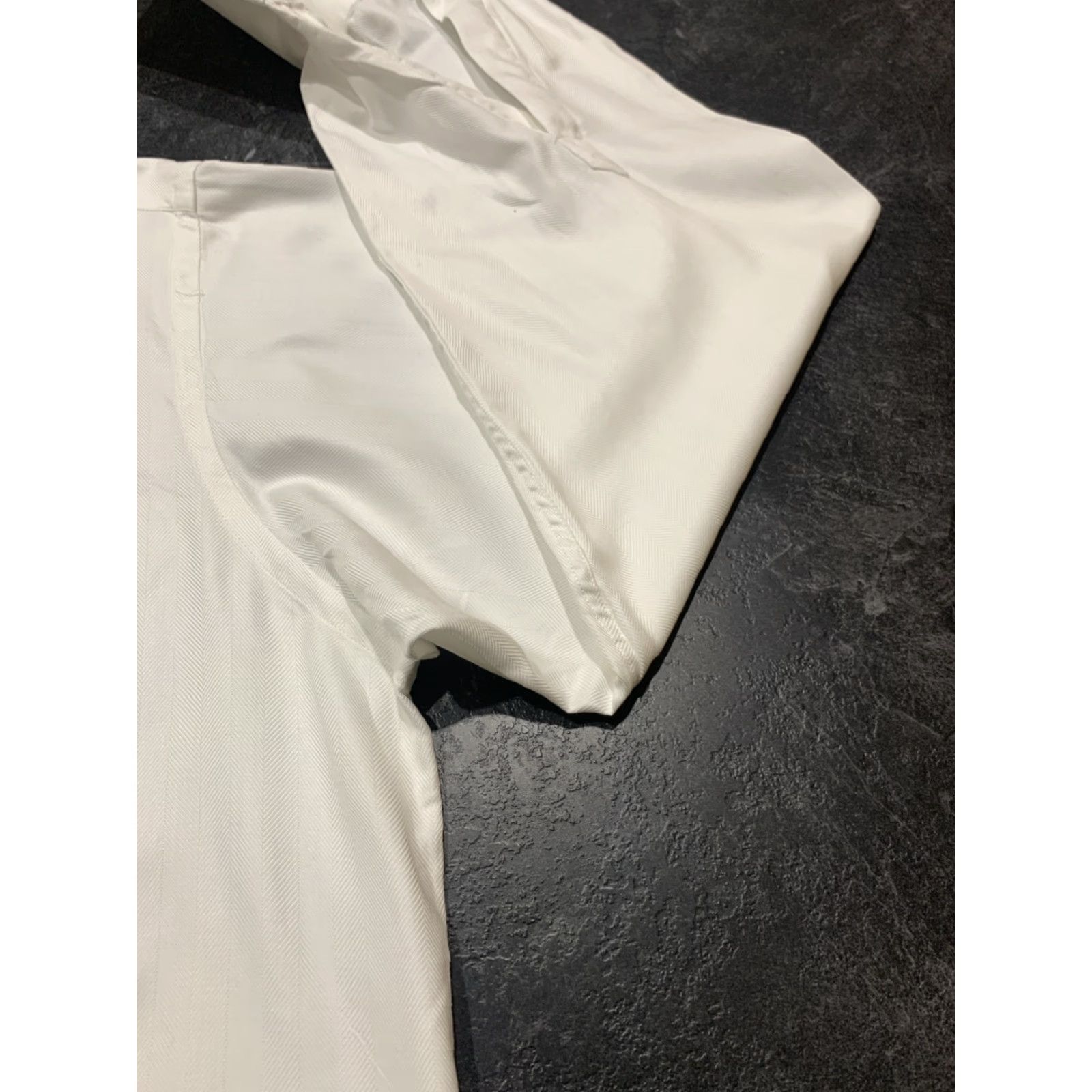 Joseph Joseph Turner Dress Shirt White Herringbone French Cuffs 18 37R Mens Regular Size 37 Neck 18in Business Size 36R - 3 Thumbnail