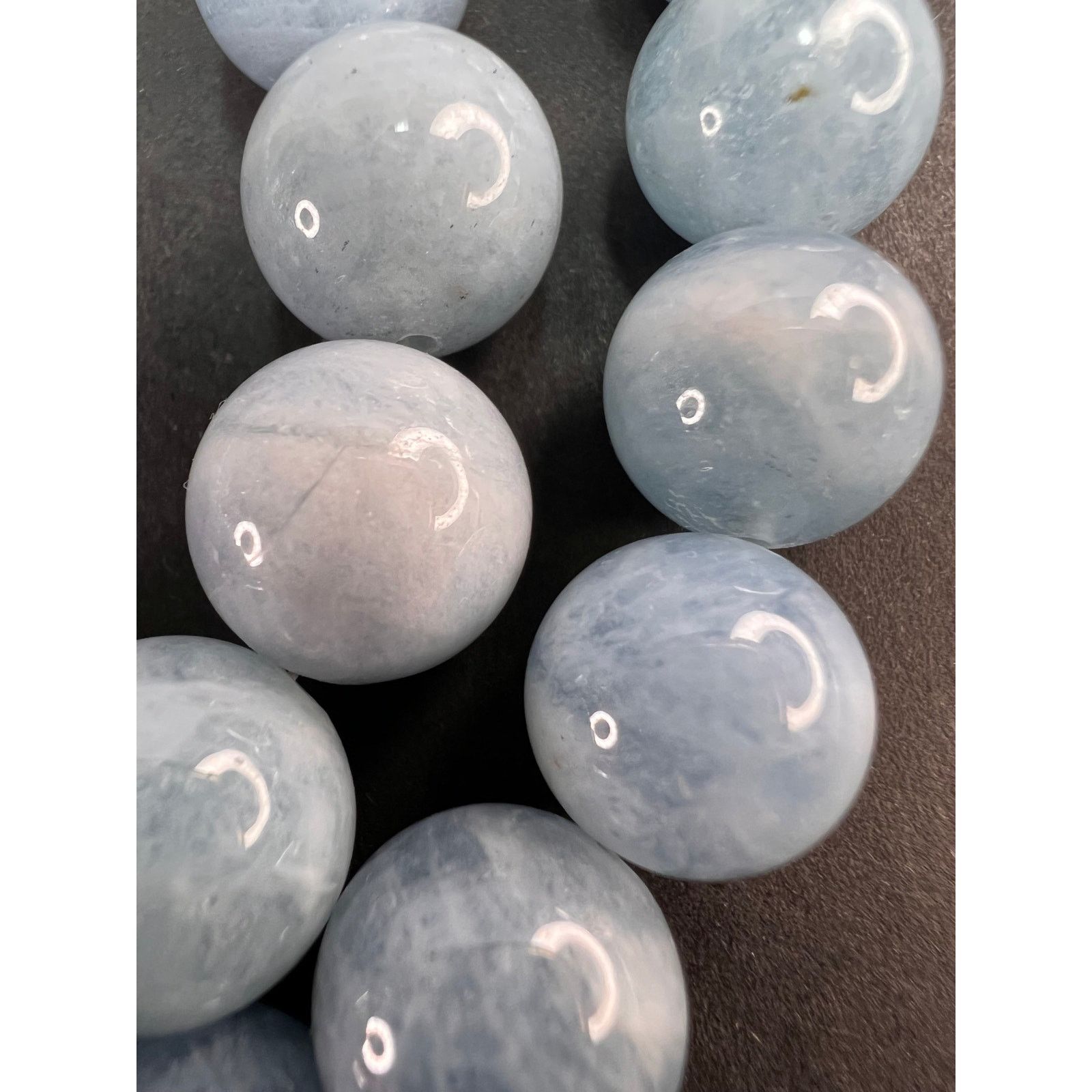 Other 11mm Aquamarine beaded necklace with sterling silver clasp Size ONE SIZE - 9 Thumbnail