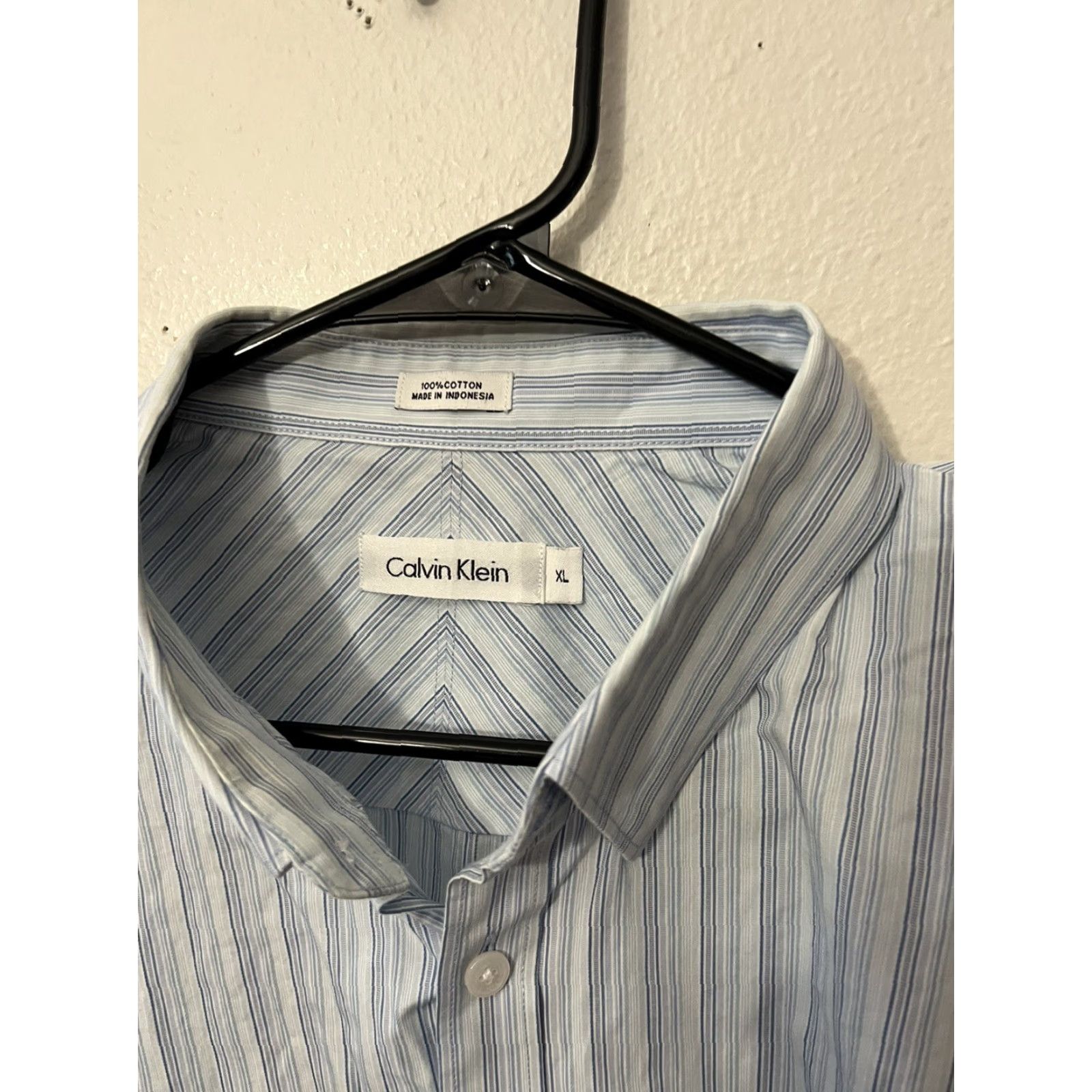 Calvin Klein CALVIN KLEIN Striped Dress Shirt Long Sleeve XL Regular Fit White Blue Mens Size US XL / EU 56 / 4 - 3 Thumbnail