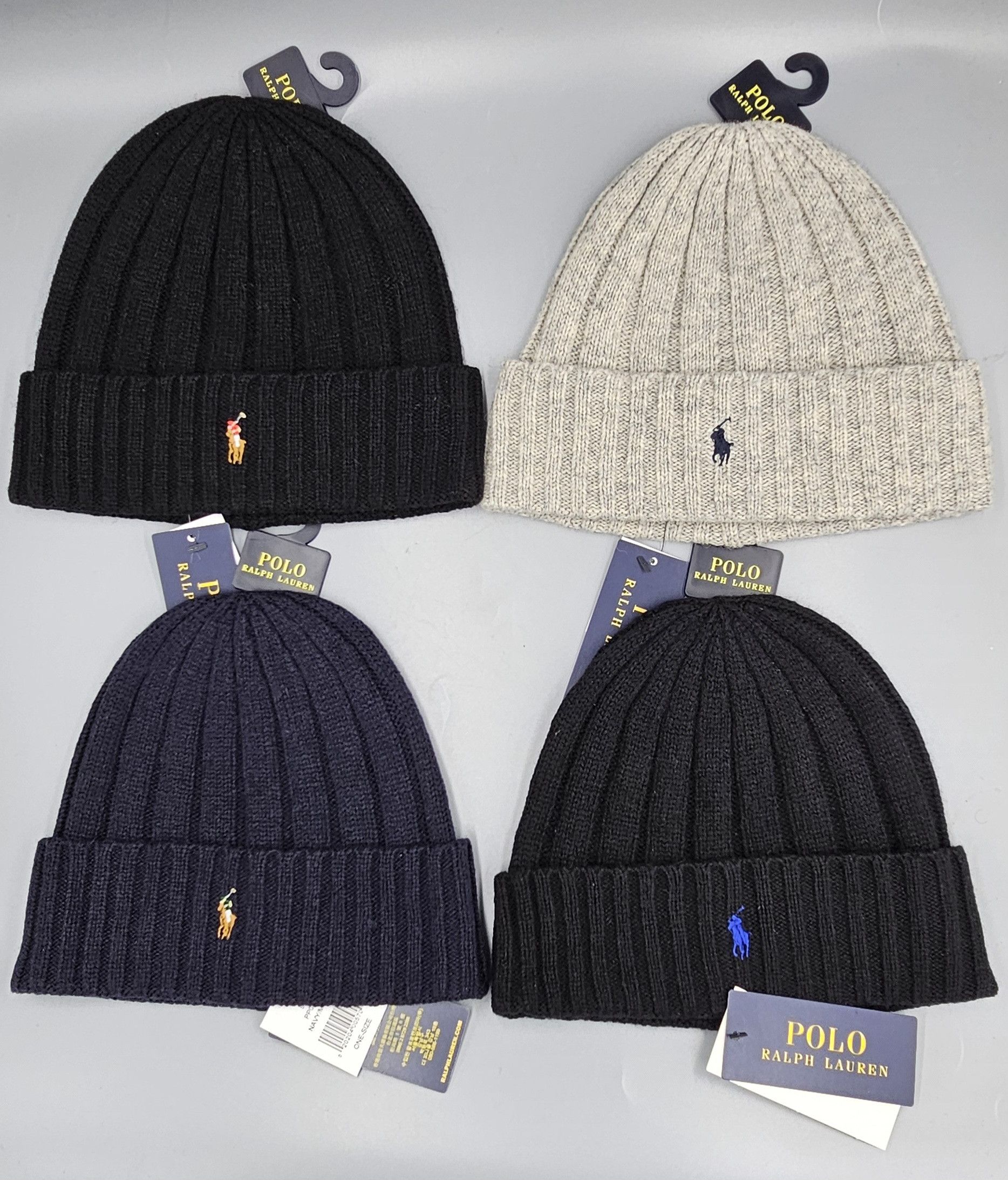 4 Polo Ralph Lauren Wool Blend Cuffed Beanie Hats Authentic