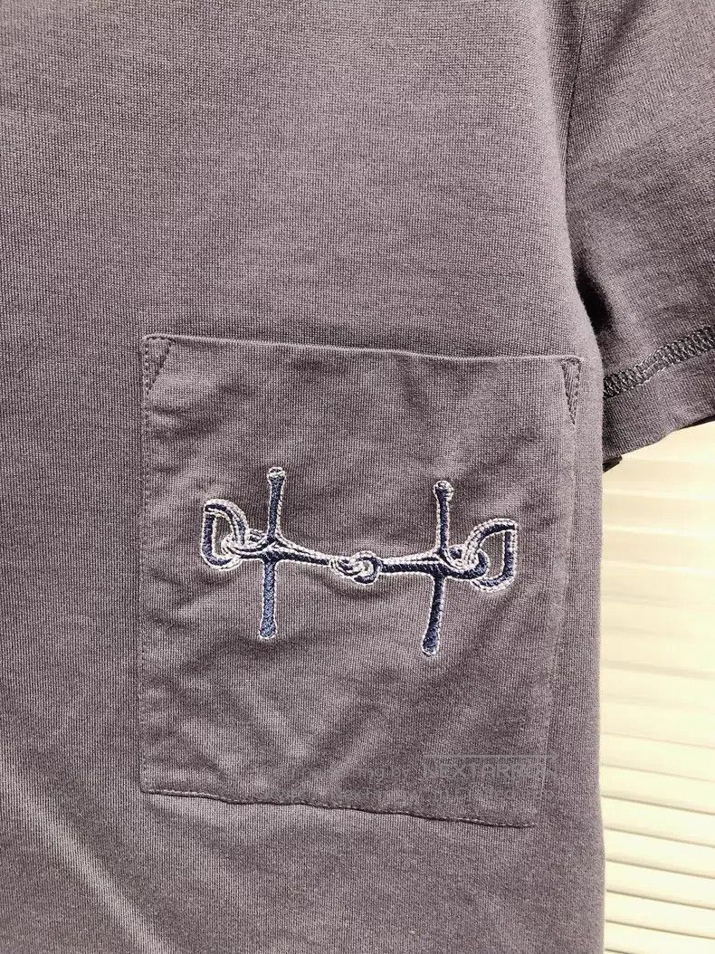Hermes Hermes Navy Blue Pocket Embroidered Short Sleeve Half Slee Size XXS / US 00 / IT 34 - 3 Thumbnail