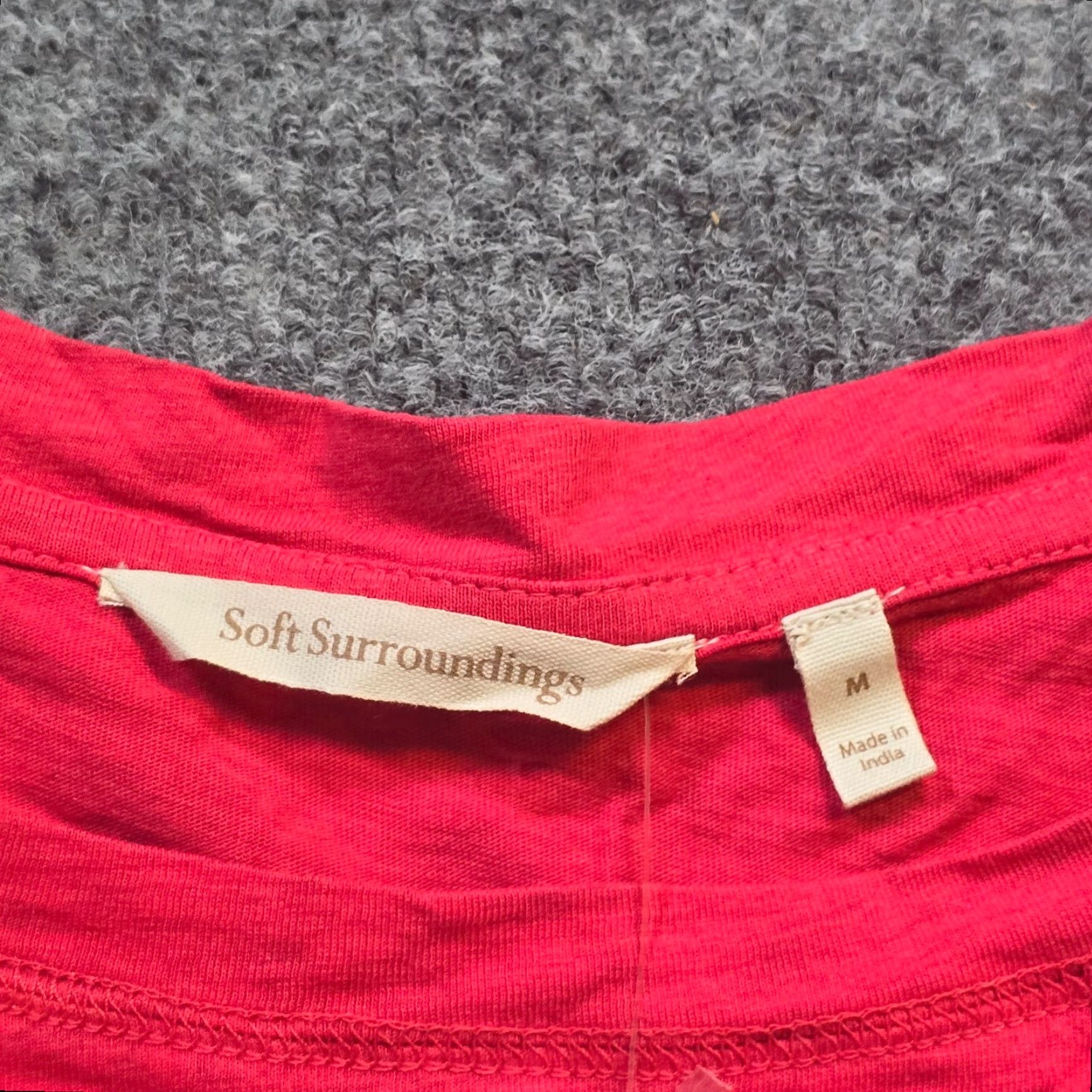Soft Surroundings Soft Surroundings Top Womens Red Buttons Boat Neck Long Sleeve Casual Knit Pullover Shirt Size M - Regular Fit, Red, Cotton, 90s? Size M / US 6-8 / IT 42-44 - 3 Thumbnail