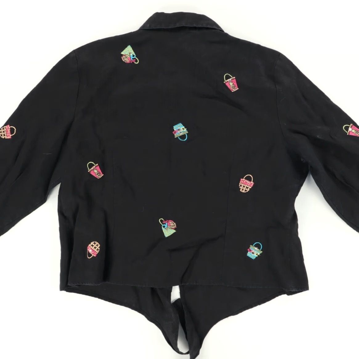 Asket VTG Robert Malcolm Easter Basket Irish Linen Top Black Women's XL Shirt 3/4 Sleeve Vintage Ladies Size XL / US 12-14 / IT 48-50 - 4 Thumbnail