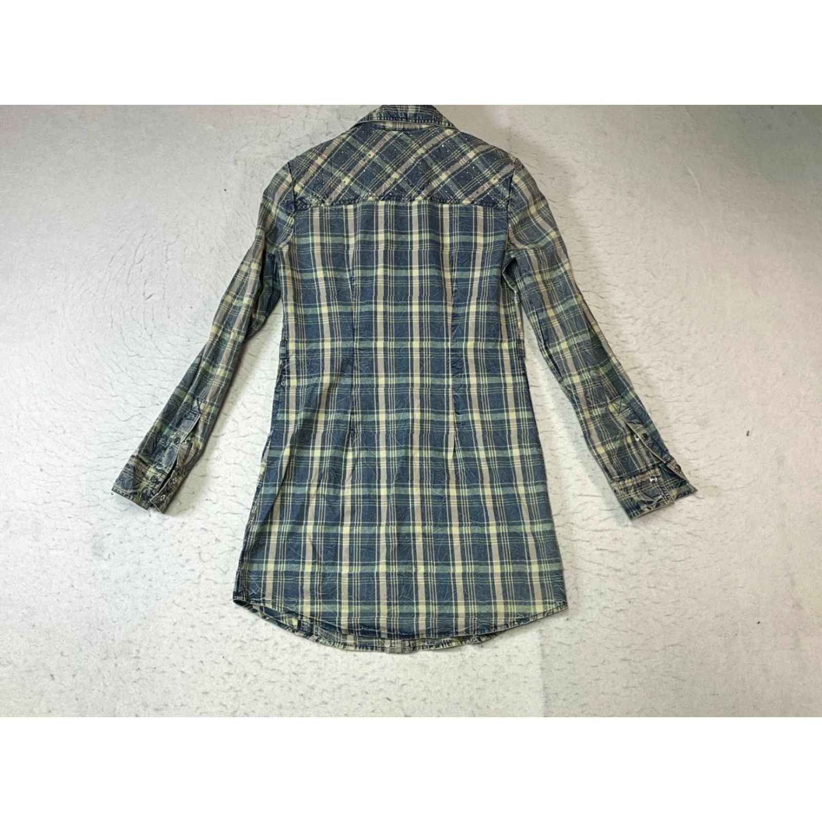 Guess GUESS Plaid Long Sleeve Shirt Dress Olive Brown M Knee Length Women Casual Flannel Dress Size M / US 6-8 / IT 42-44 - 2 Thumbnail