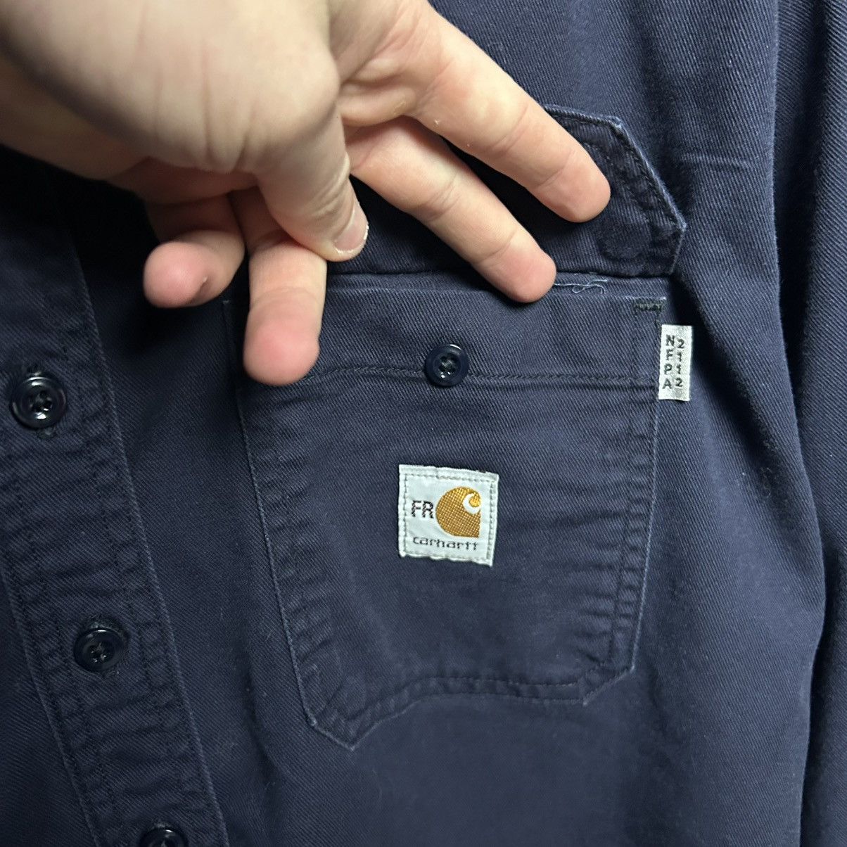 Carhartt Wip Vintage Carhartt Wip Patch Logo workwear fire denim shirt Size US XL / EU 56 / 4 - 3 Thumbnail