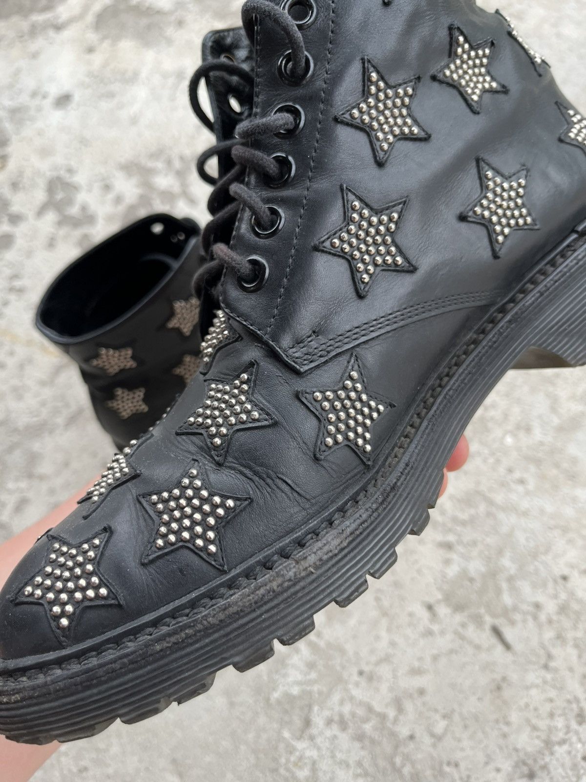 Saint Laurent Paris Saint Laurent Star Studded Leather Lace-Up Combat Boots Size US 6 / IT 36 - 11 Thumbnail