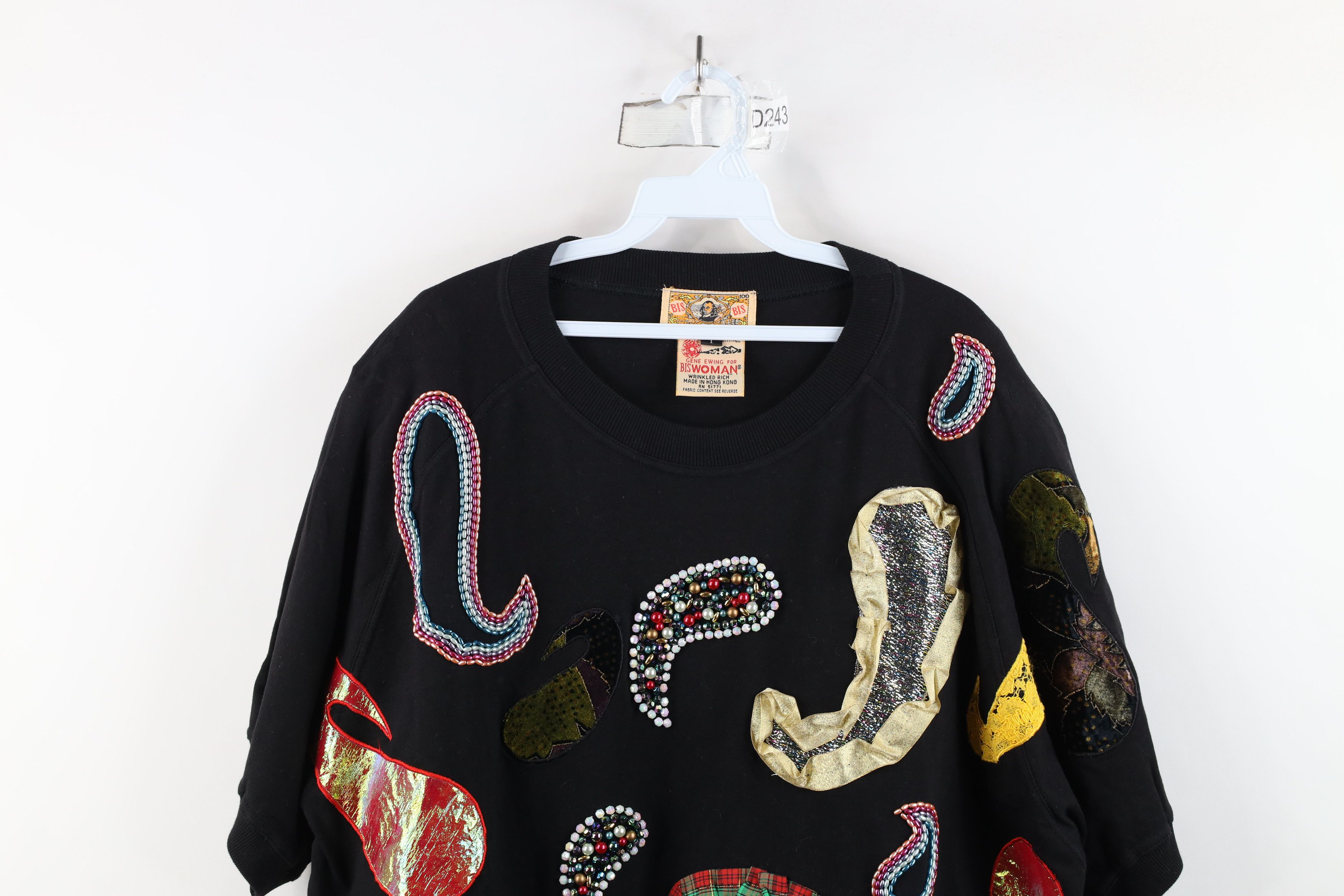 Vintage Vintage 90s Streetwear Patchwork Beaded Short Sleeve T-Shirt Size XL / US 12-14 / IT 48-50 - 2 Thumbnail