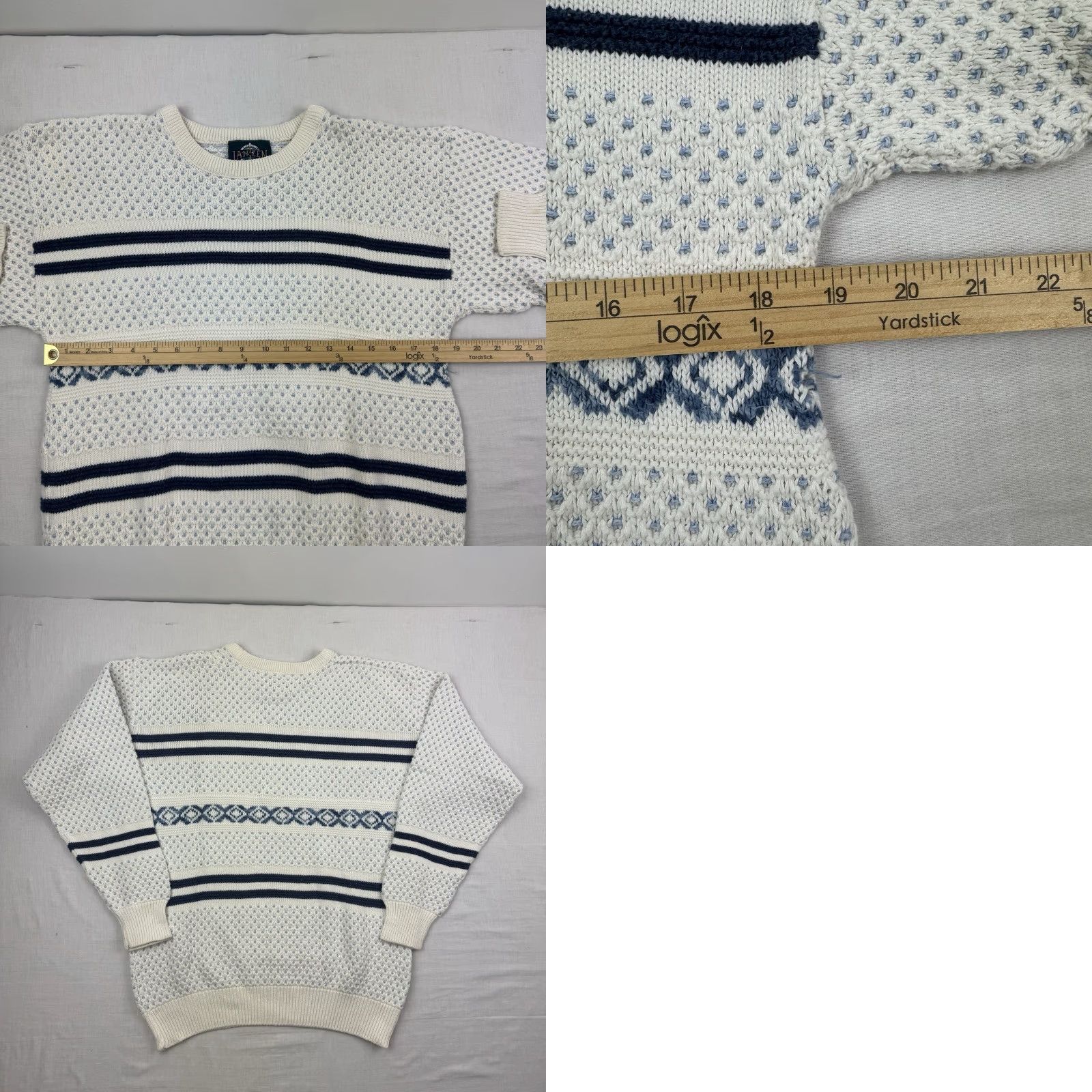 Jantzen VINTAGE Jantzen Sweater Striped Knit Pullover Womens Medium White 90s Classic Size M / US 6-8 / IT 42-44 - 8 Thumbnail