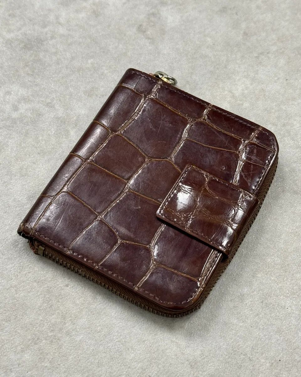 Prada Prada Brown Crocodile Embossed Leather Zip Wallet Size ONE SIZE - 1 Thumbnail
