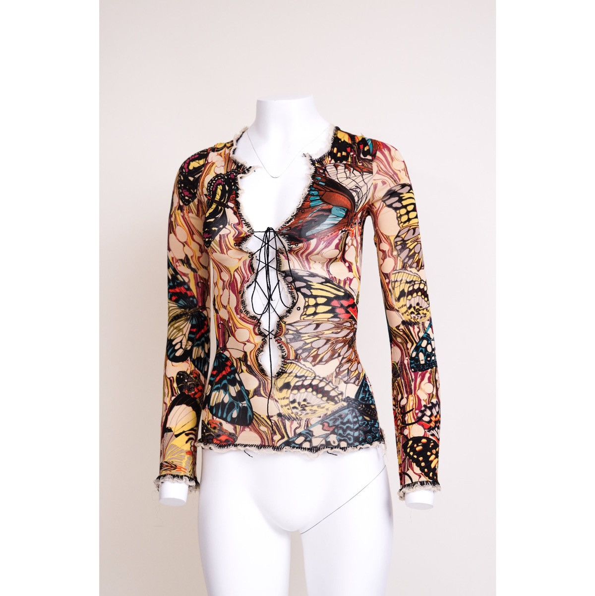 Jean Paul Gaultier Jean Paul Gaultier Butterfly Tie-Up Mesh Long Sleeve Top Size S / US 4 / IT 40 - 4 Thumbnail