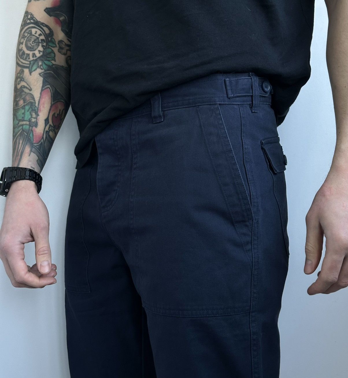 Folk Folk Mens Navy Blue Cotton Trousers Casual Workwear Pants Size US 34 / EU 50 - 3 Thumbnail