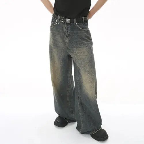 Japanese Brand × Jean Vintage Distressed Loose Wide Leg Mopping Jeans Size US 32 / EU 48 - 2 Thumbnail