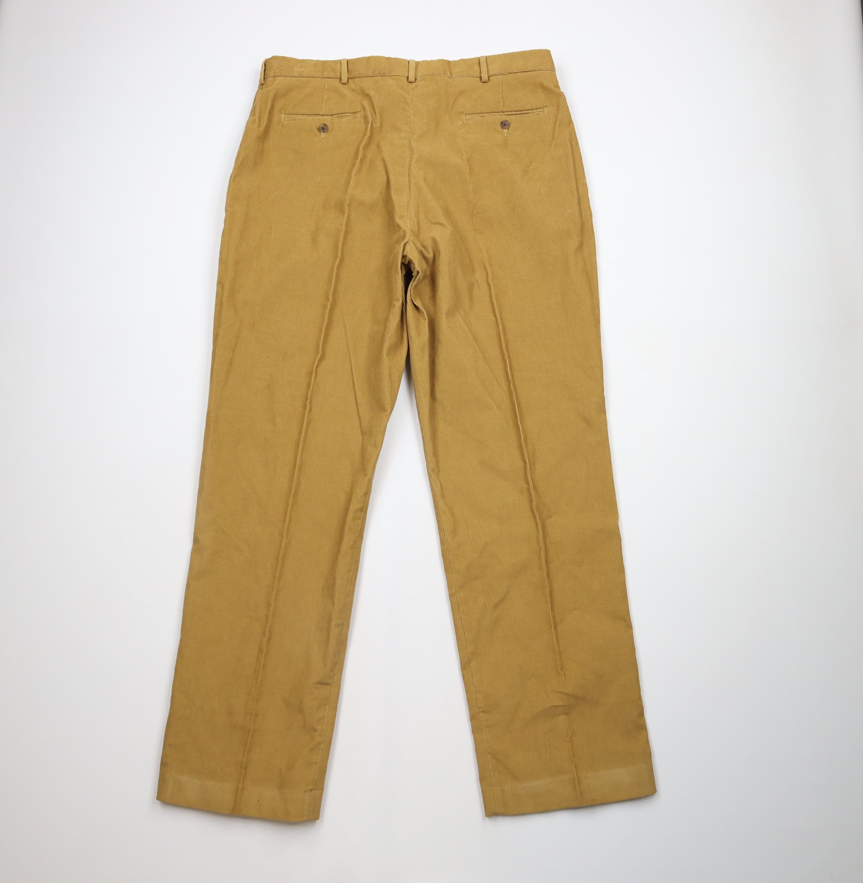 Lands' End × Vintage Vintage 90s Lands End Wide Leg Corduroy Chino Pants Beige Size US 40 / EU 56 - 7 Thumbnail