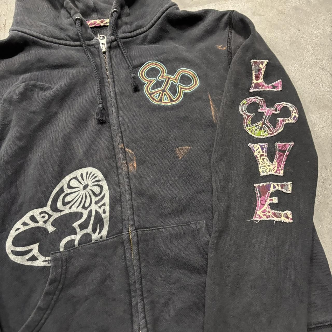 Disney × Vintage Crazy Vintage Y2K/2000s Disney Love Heart Patchwork Zip Up Hoodie! Size M / US 6-8 / IT 42-44 - 4 Thumbnail