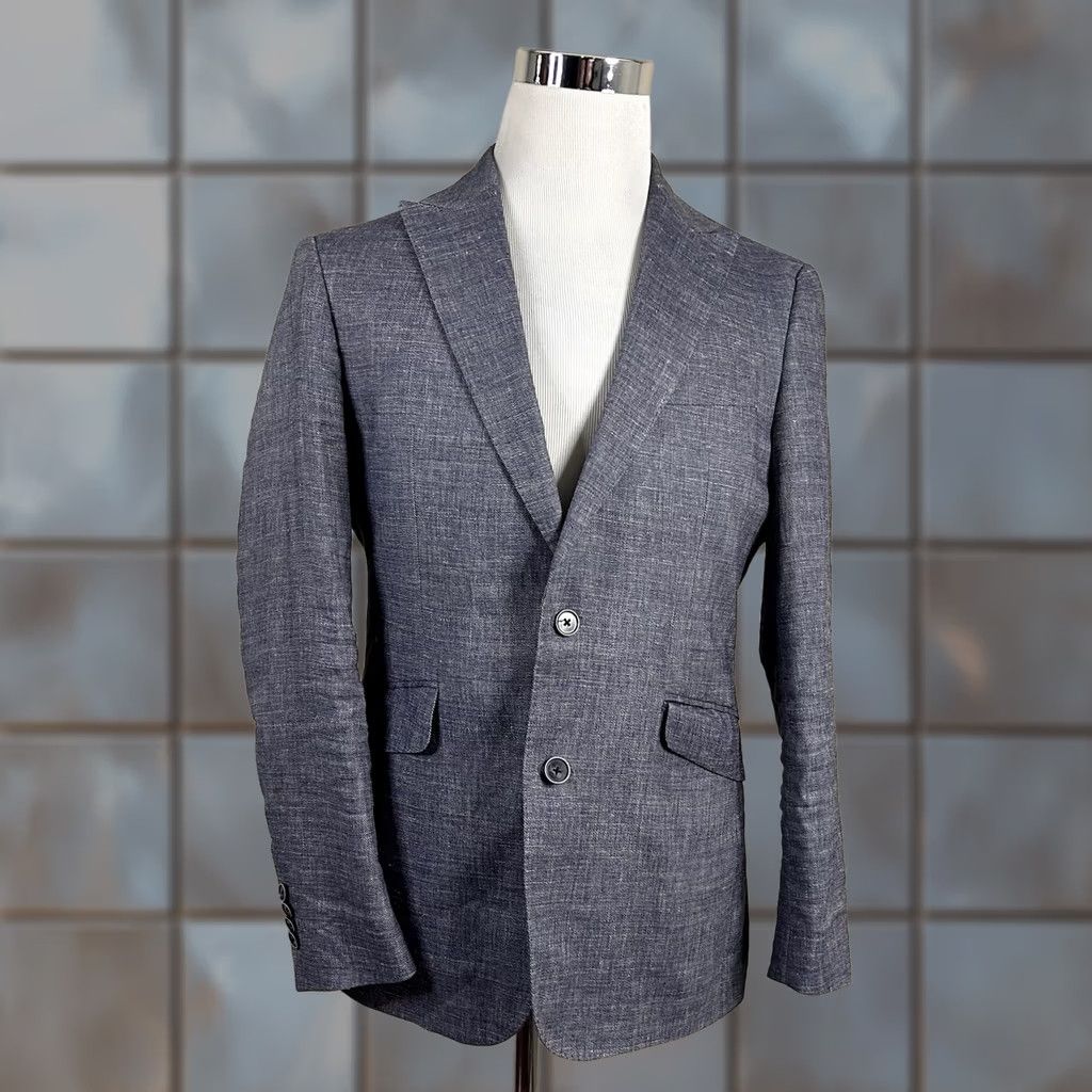 Joseph Abboud Joseph Abboud Sport Coat 38R Slim Profilo Linen Blend Blue Gray Two Button Jacket Coat Mens Size US XS / EU 42 / 0 - 1 Thumbnail
