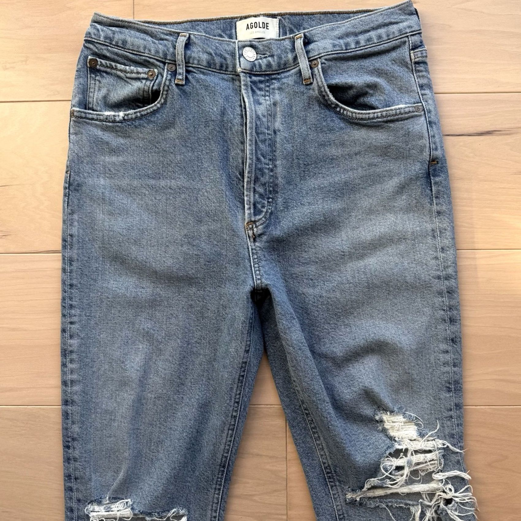 Agolde AGOLDE Riley Crop Jeans Women's 29 Blue High Rise Jeans Crop 5-Pocket Denim Vintage No Size 29" - 3 Thumbnail