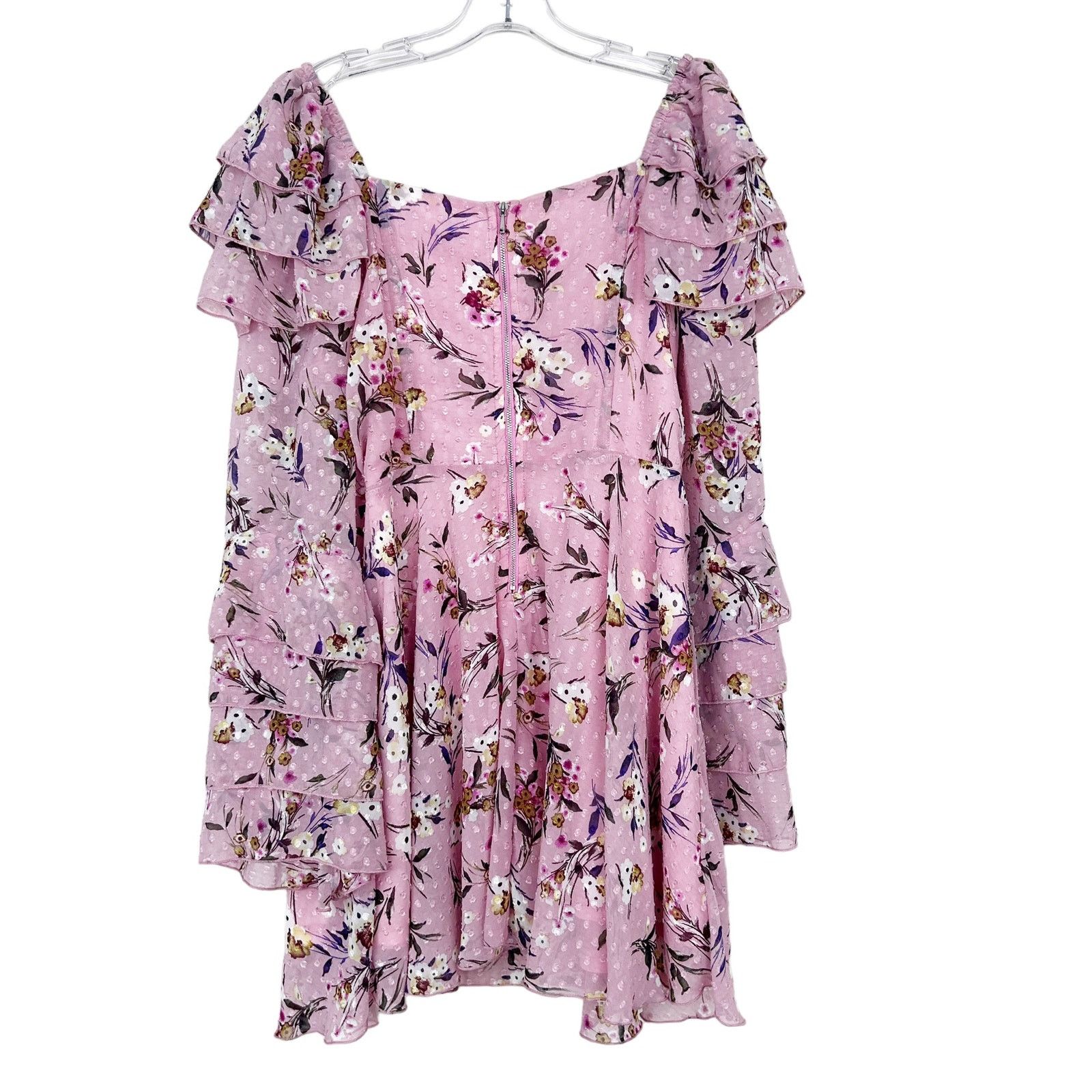 Other Forever Unique Floral Long Sleeve Tiered Ruffle Dress 16 Size XXL / US 16-18 / IT 52-54 - 4 Thumbnail